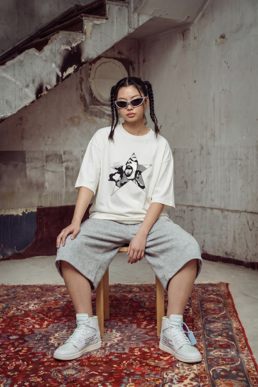 Kadın Boxy Chaos Beyaz Premium T-Shirt