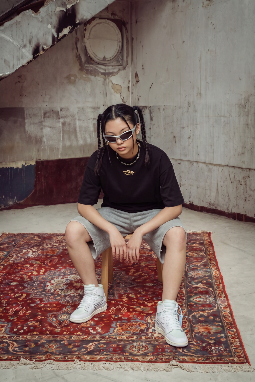 Kadın Boxy Rhytm Siyah Premium T-Shirt