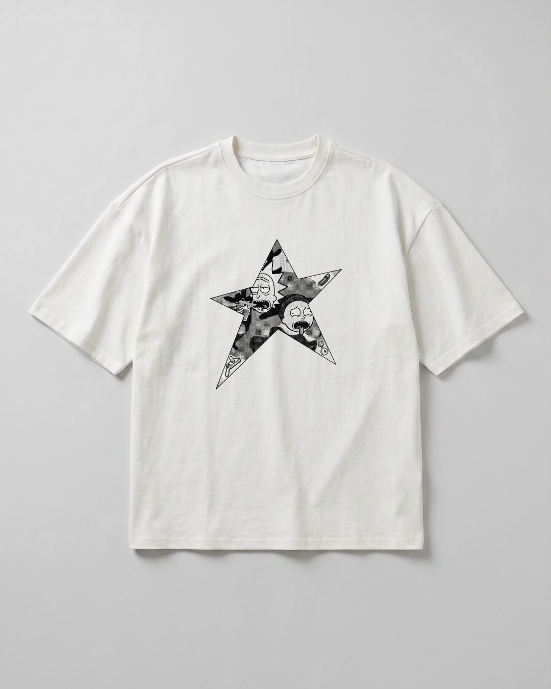 Kadın Boxy Rick Beyaz Premium T-Shirt