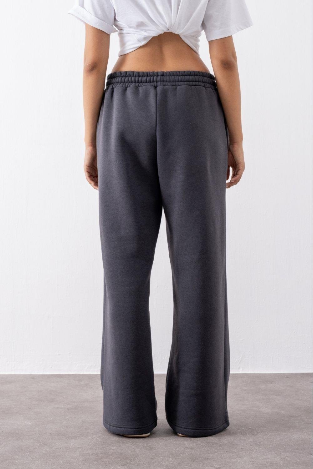 Kadın Chill Bol Paça Antrasit Eşofman Alt