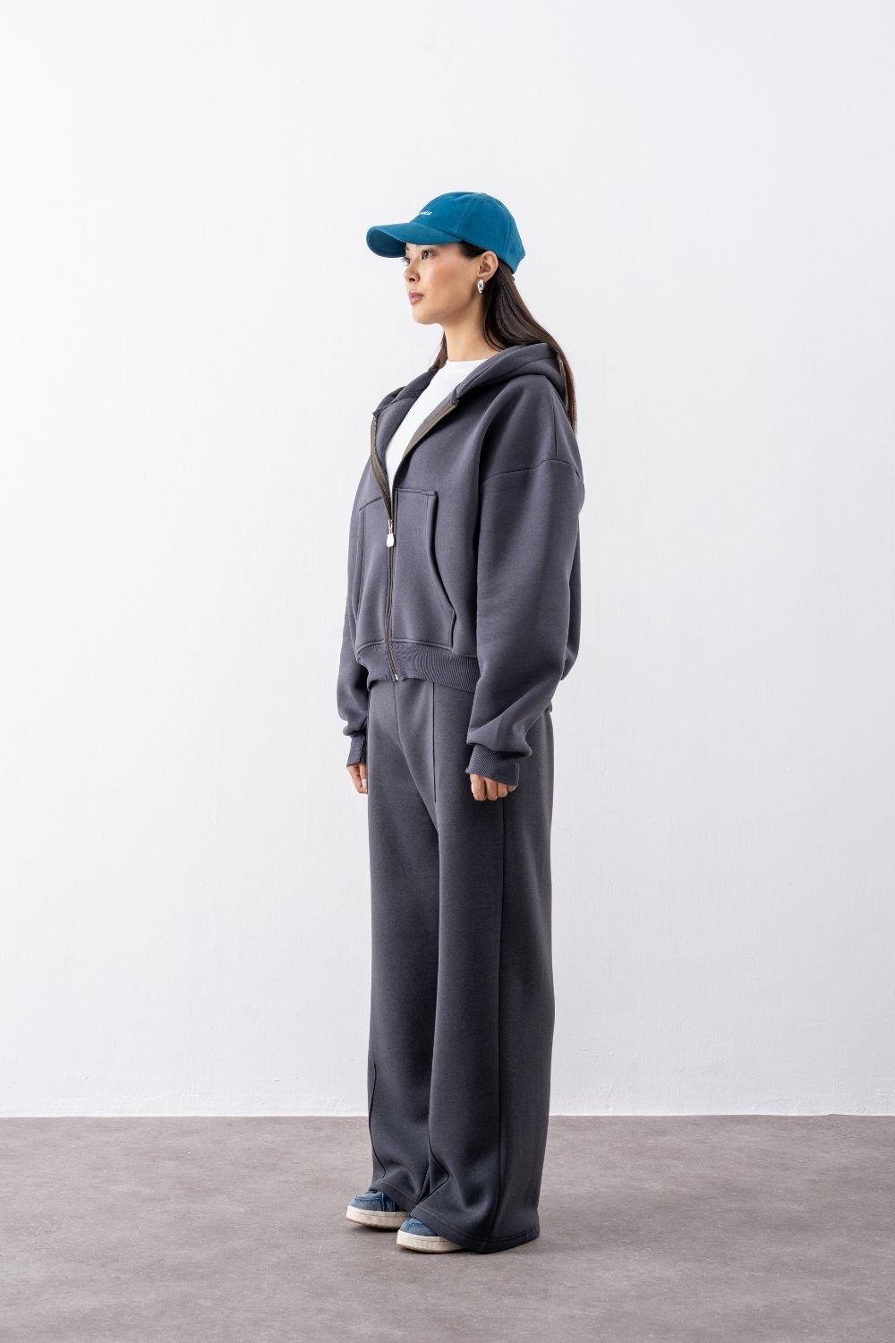 Kadın Chill Bol Paça Antrasit Eşofman Alt