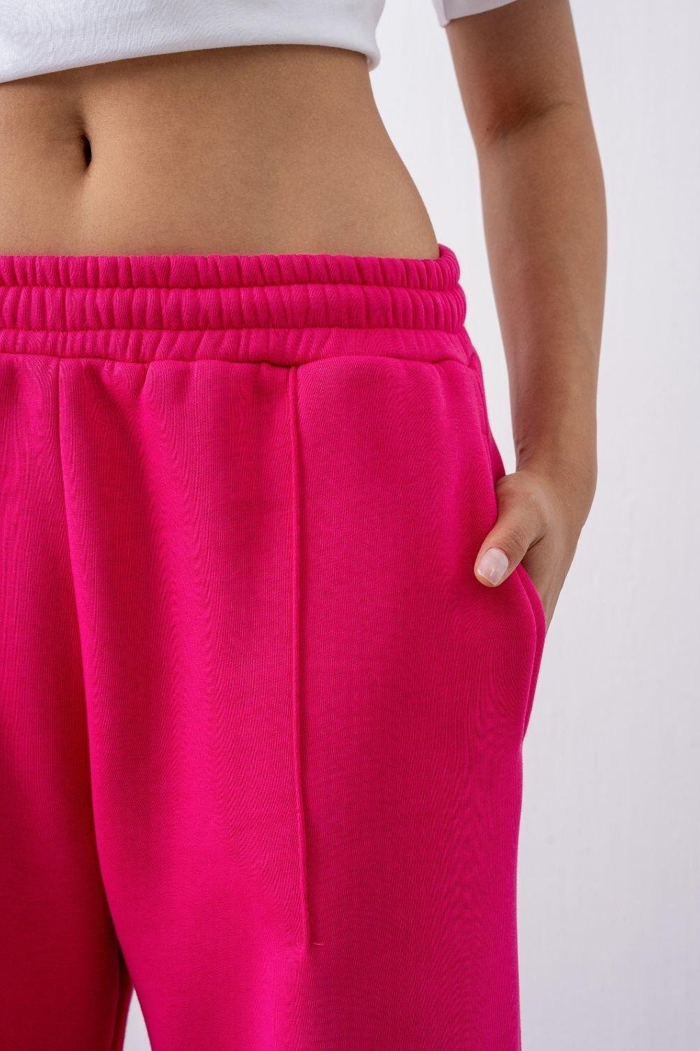 Kadın Chill Bol Paça Fuşya Eşofman Alt