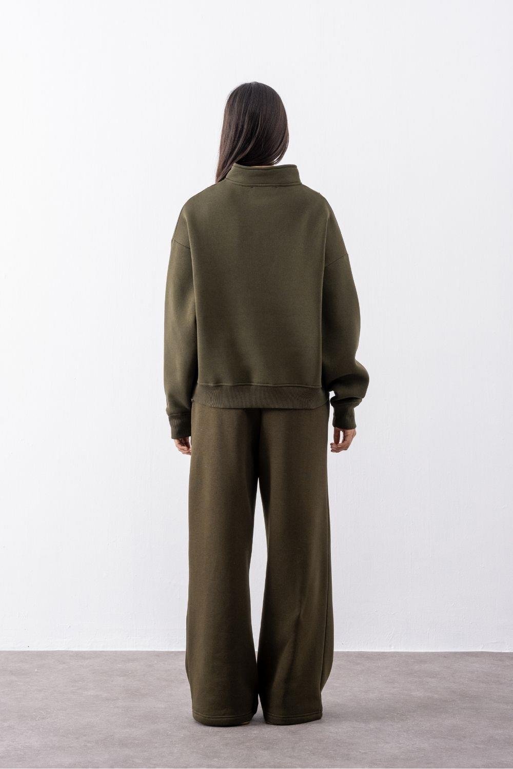 Kadın Chill Bol Paça Haki Eşofman Alt