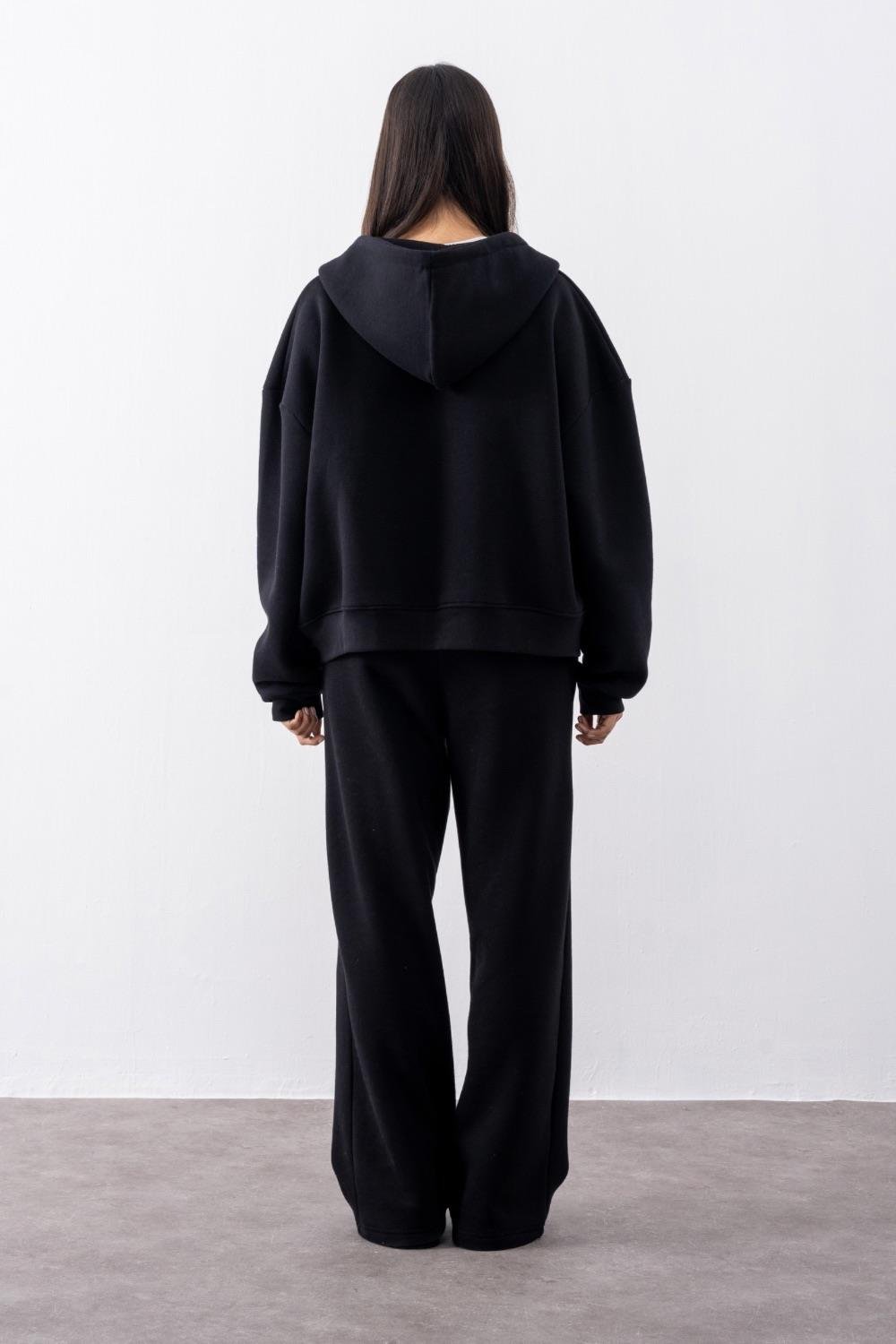 Kadın Chill Bol Paça Siyah Eşofman Alt