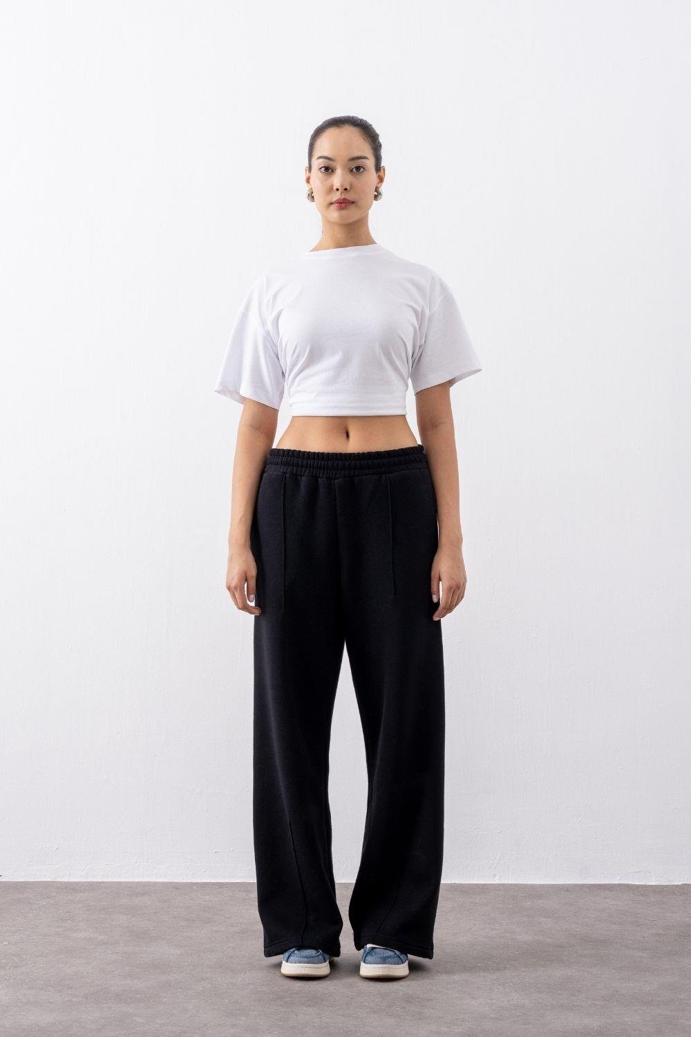 Kadın Chill Bol Paça Siyah Eşofman Alt