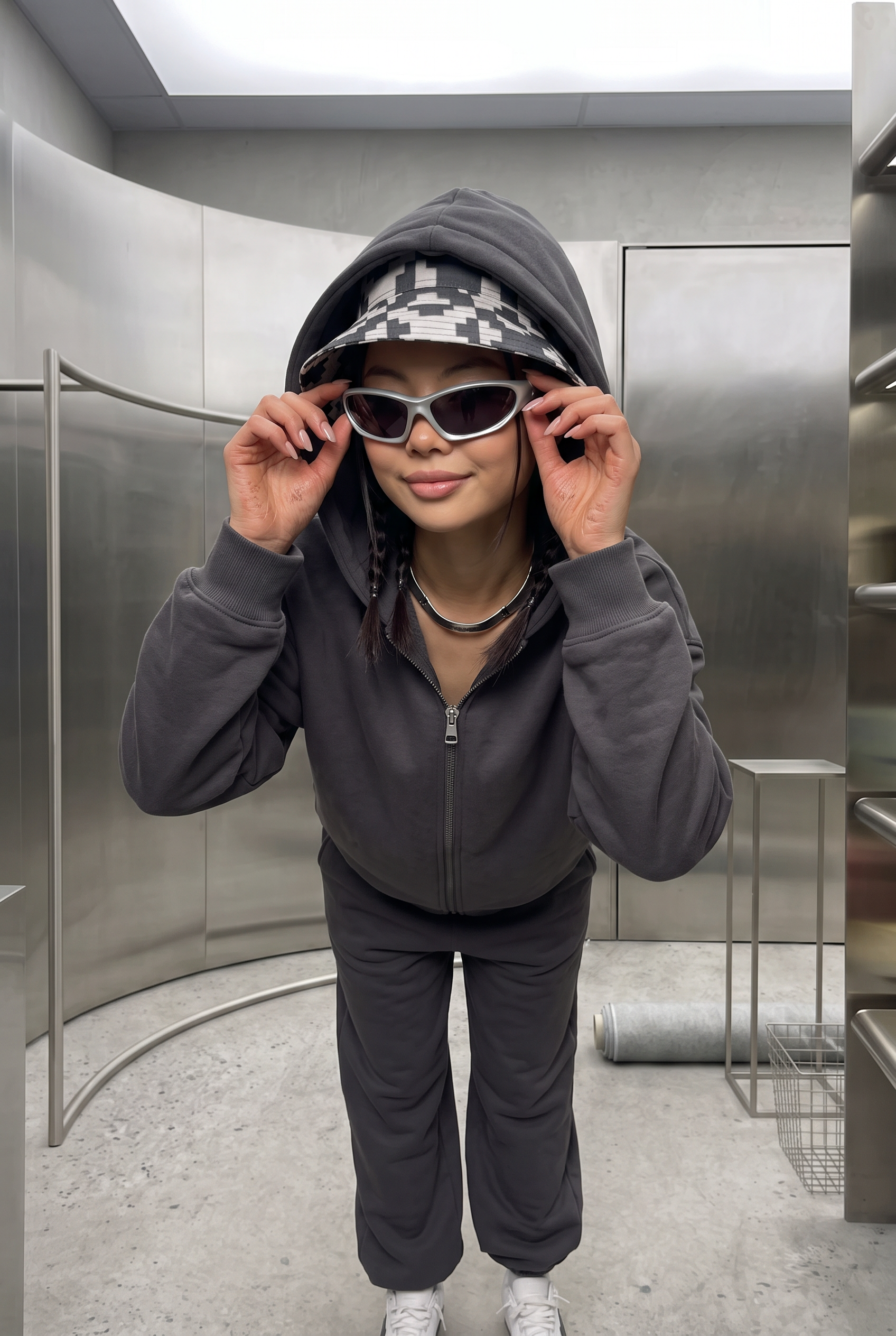 Kadın Chill Oversize Antrasit Zip Sweatshirt
