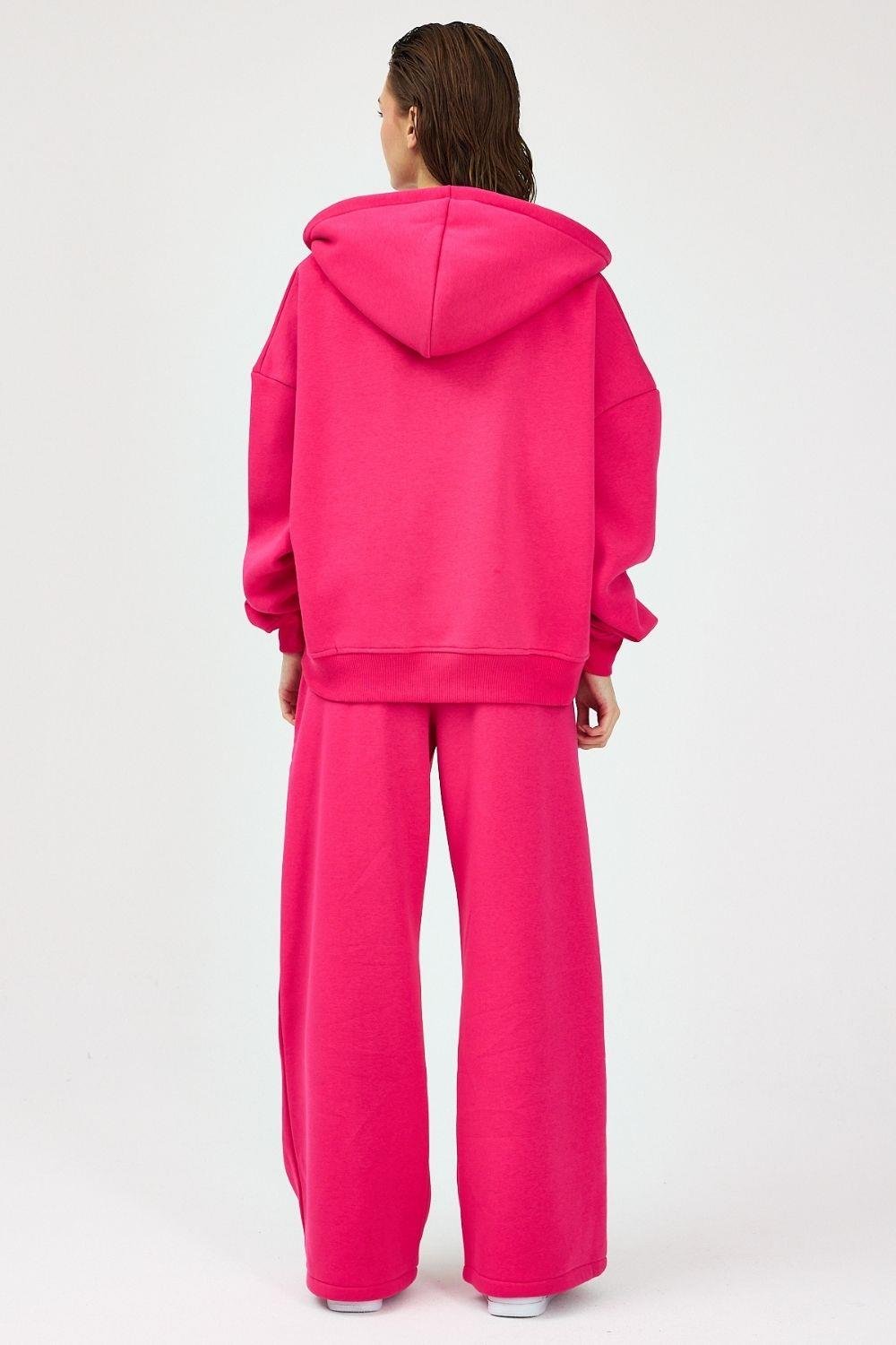 Kadın Chill Oversize Fuşya Fermuarlı Sweatshirt