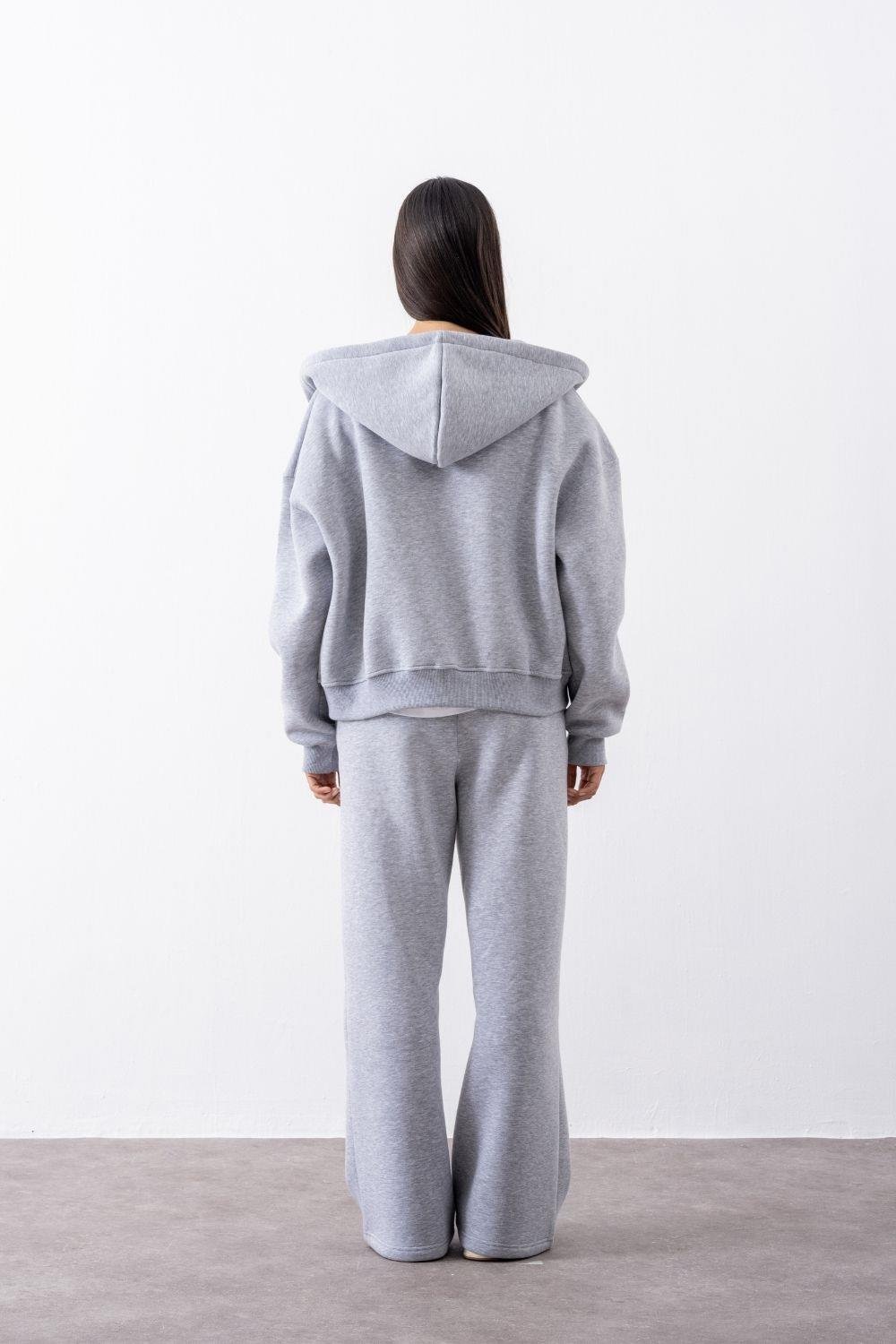 Kadın Chill Oversize Gri Fermuarlı Sweatshirt