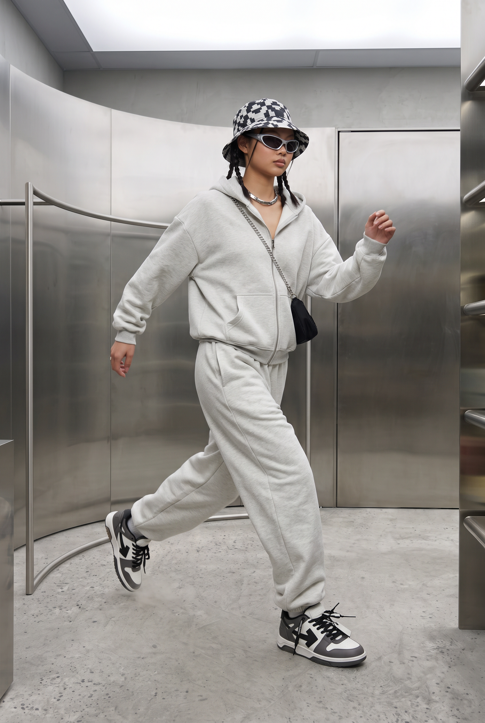 Kadın Chill Oversize Gri Zip Sweatshirt