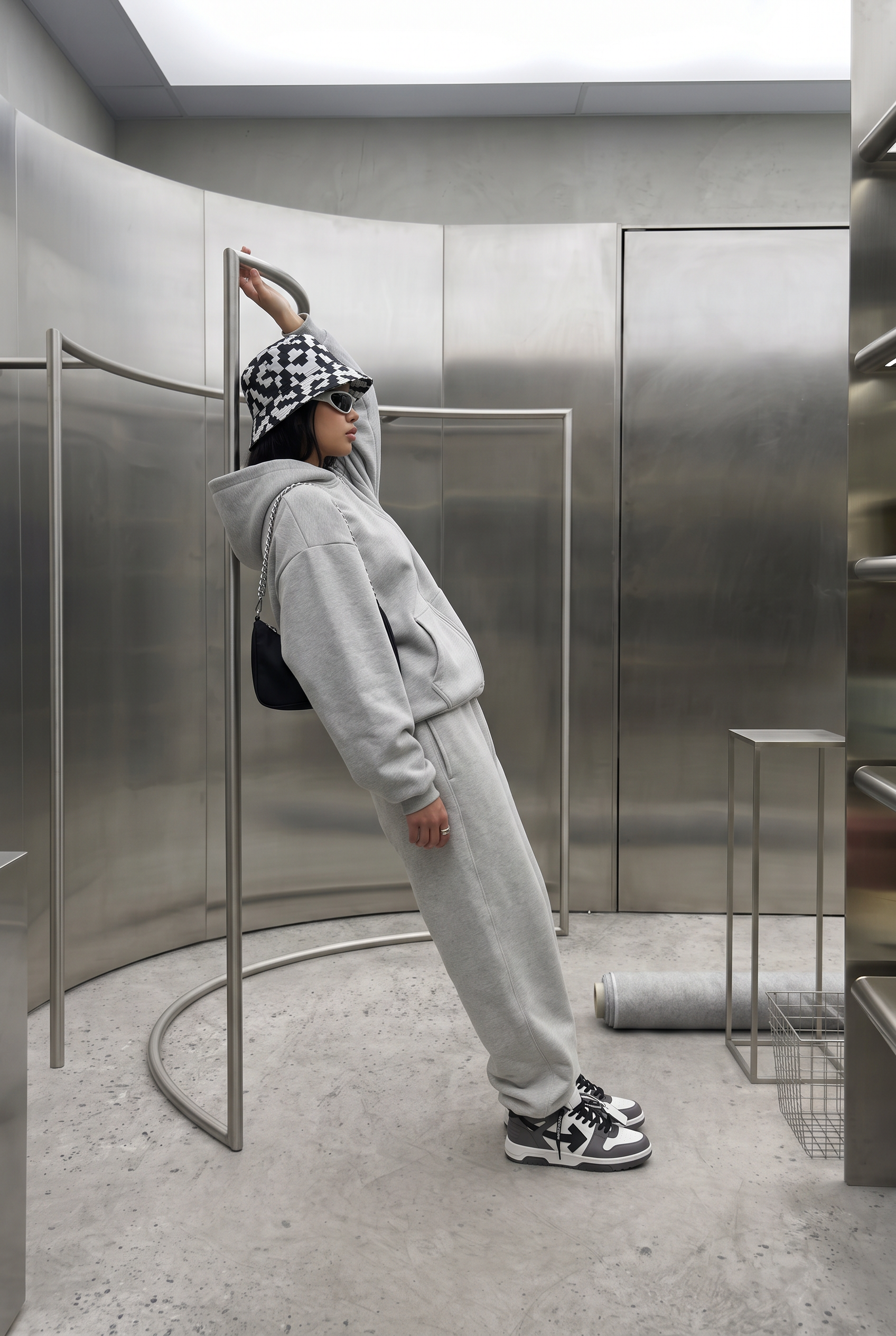 Kadın Chill Oversize Gri Zip Sweatshirt