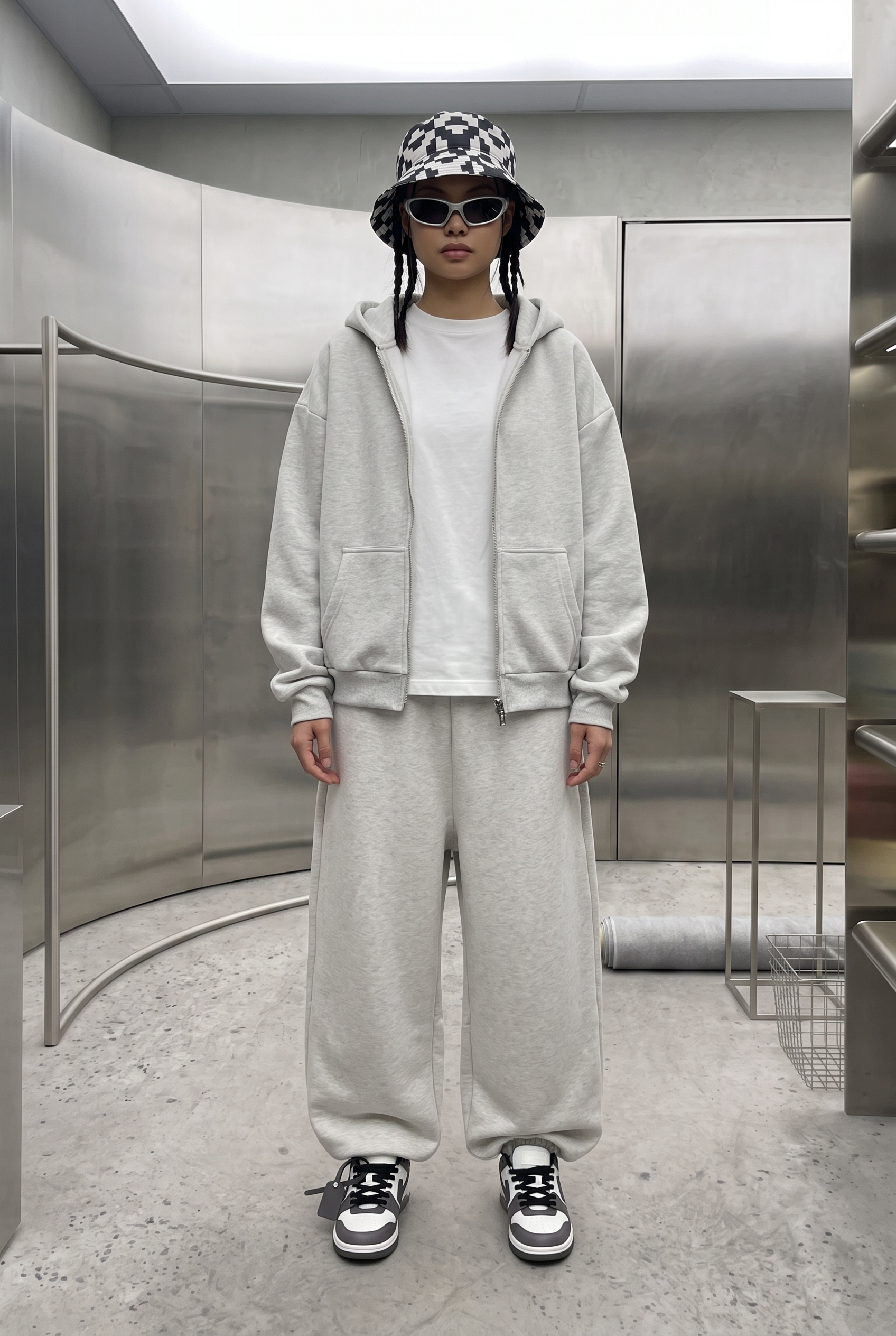 Kadın Chill Oversize Gri Zip Sweatshirt