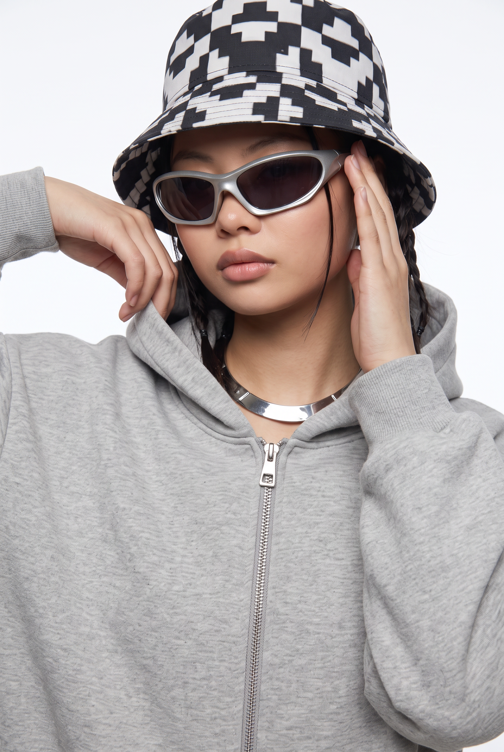 Kadın Chill Oversize Gri Zip Sweatshirt