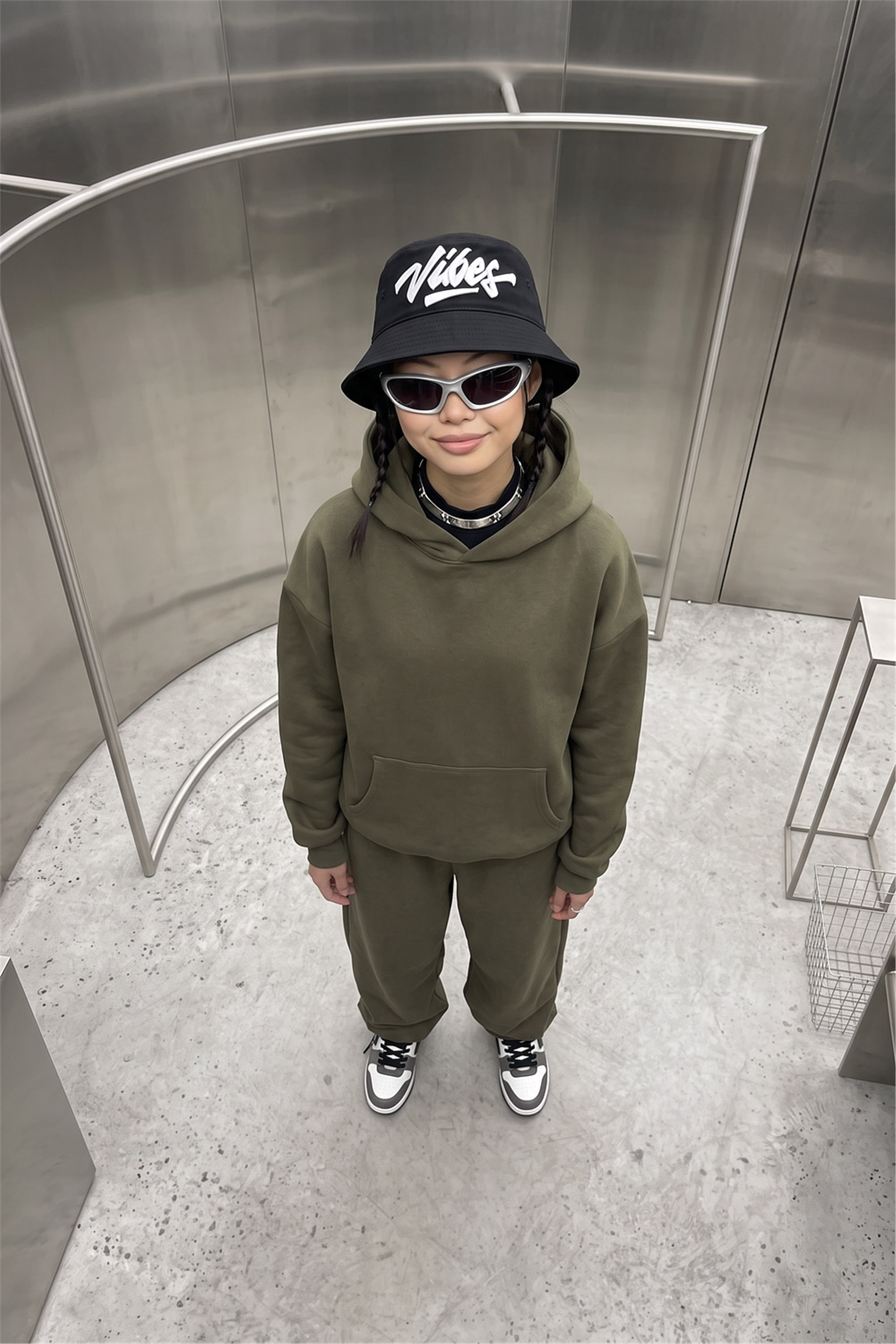 Kadın Chill Oversize Haki Hoodie