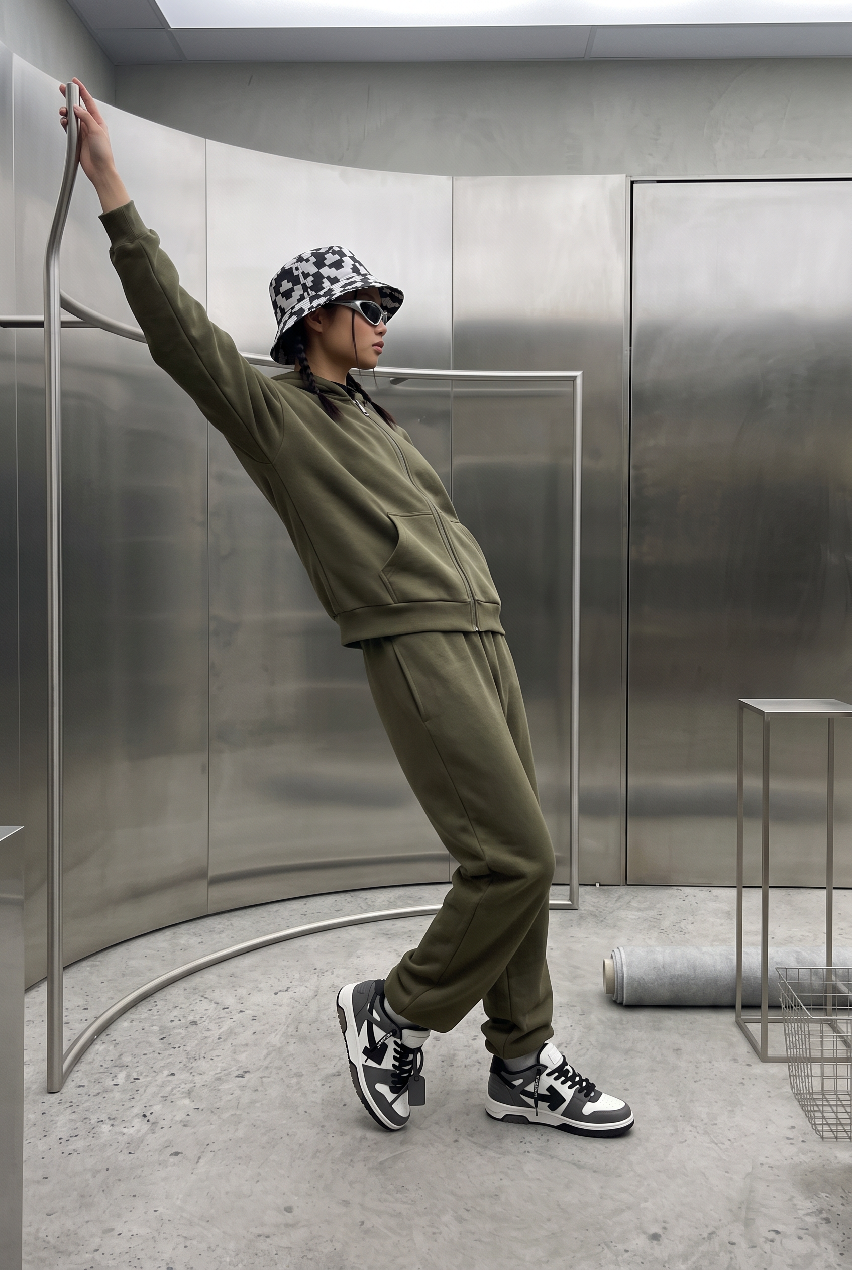 Kadın Chill Oversize Haki Zip Sweatshirt