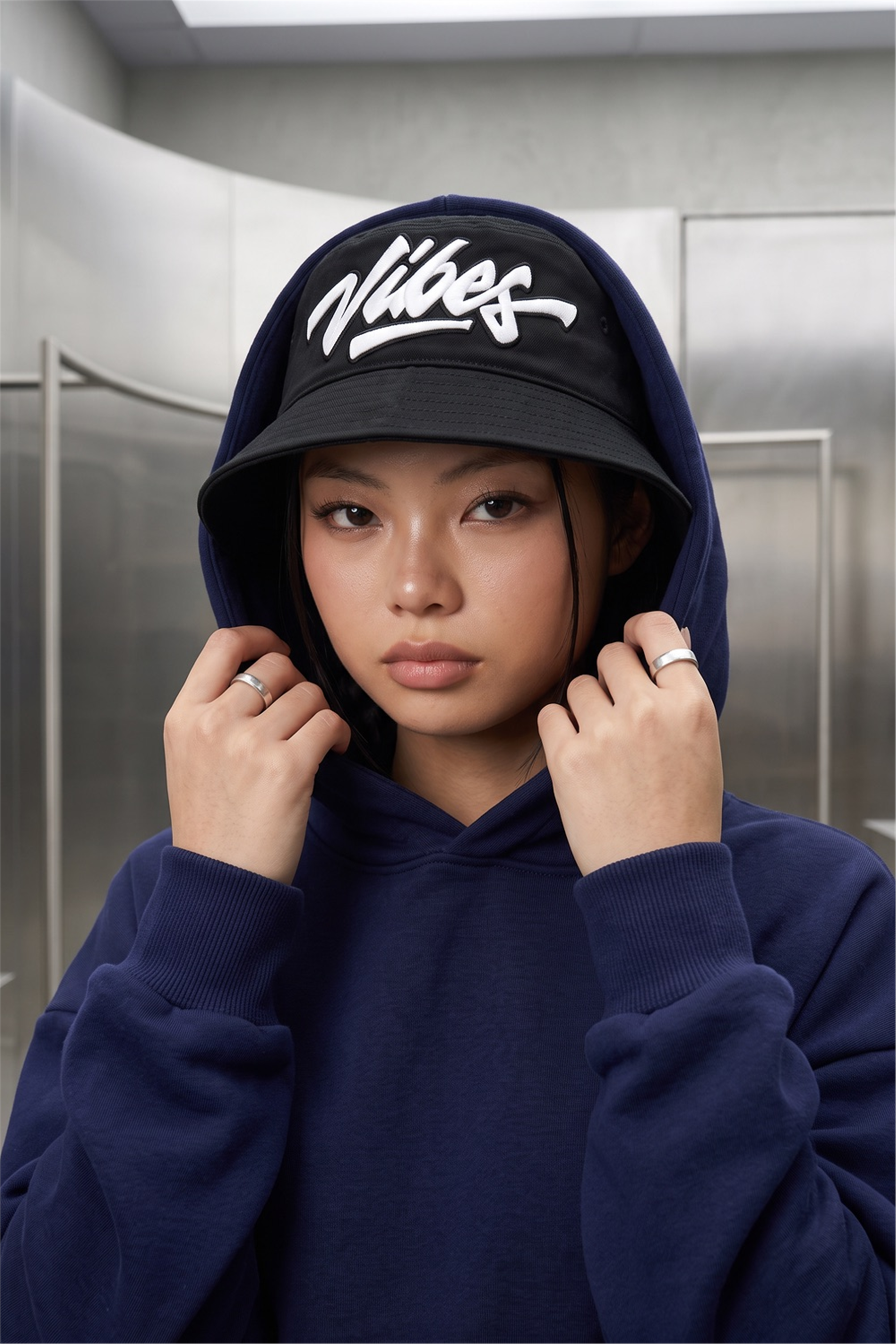 Kadın Chill Oversize Lacivert Hoodie