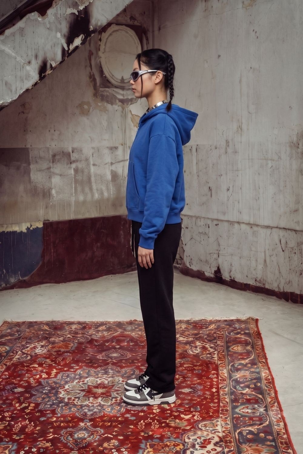 Kadın Chill Oversize Siyah Fermuarlı Sweatshirt