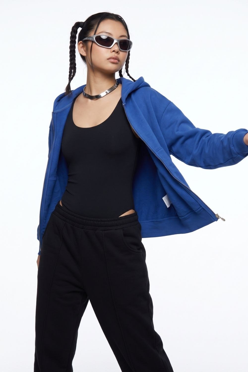 Kadın Chill Oversize Siyah Fermuarlı Sweatshirt