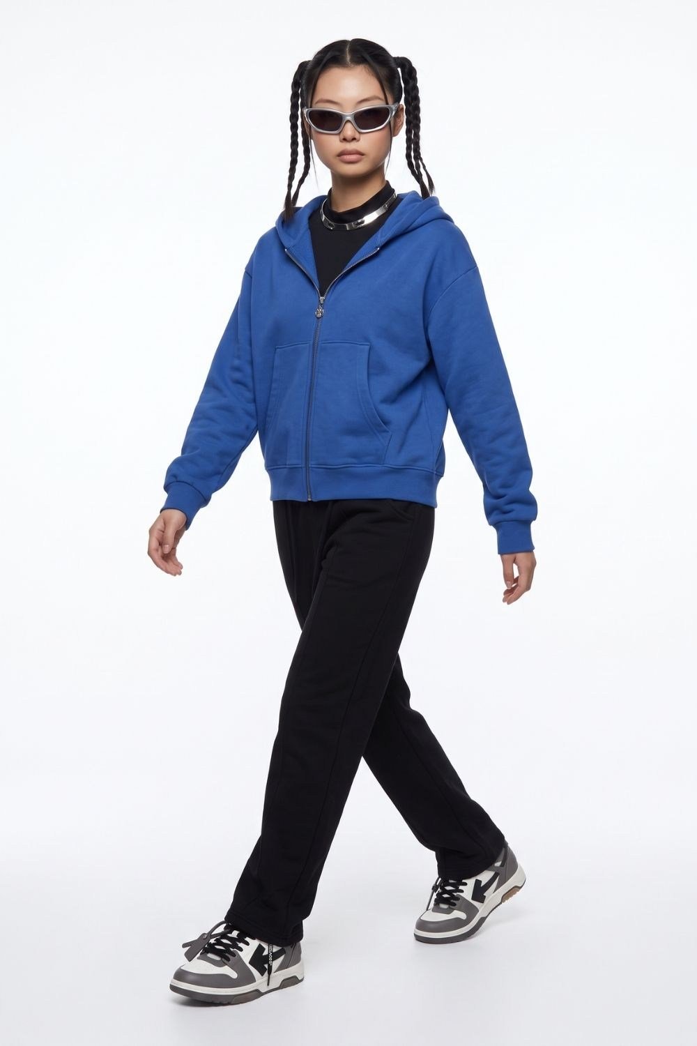 Kadın Chill Oversize Siyah Fermuarlı Sweatshirt
