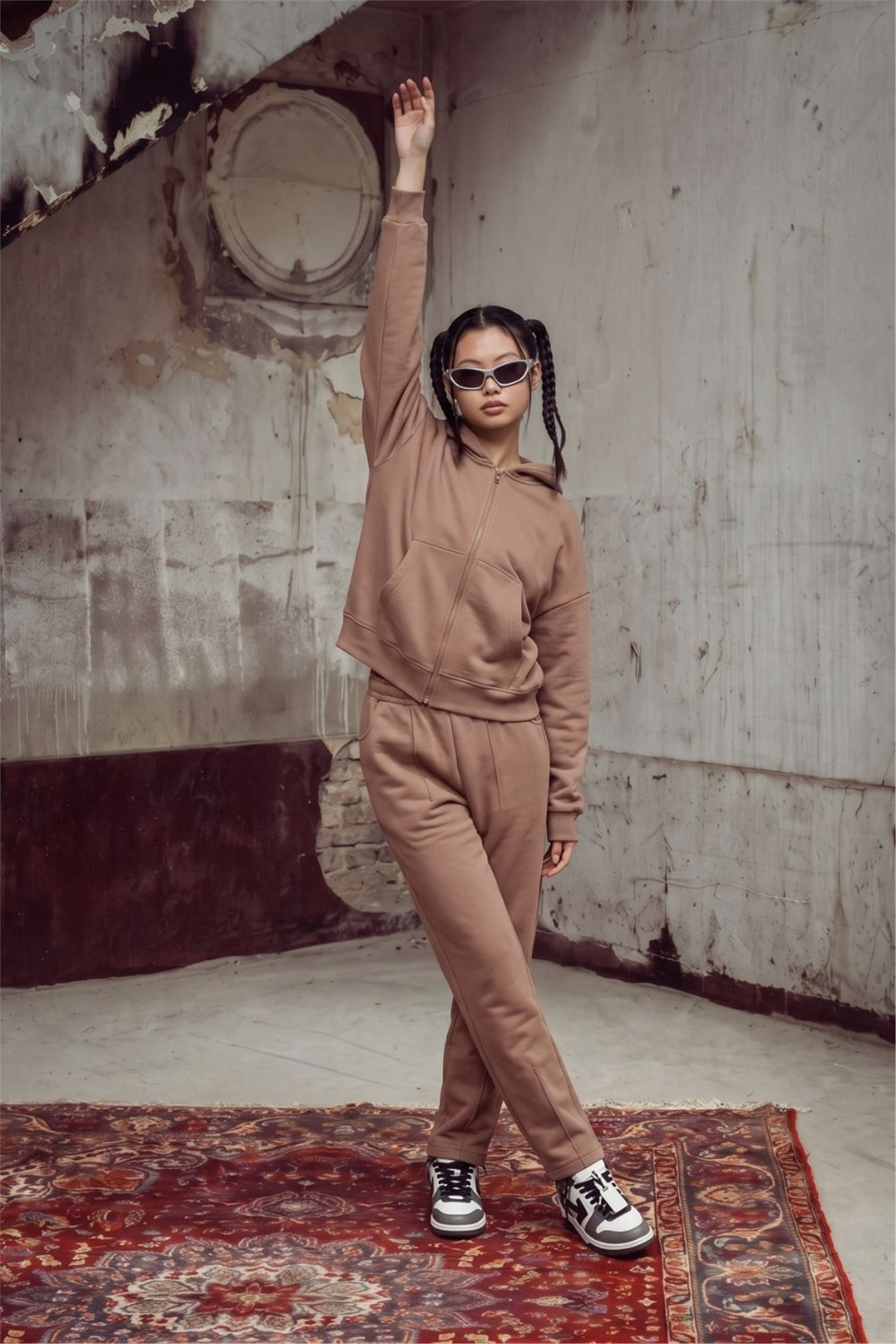 Kadın Chill Oversize Somon Fermuarlı Sweatshirt