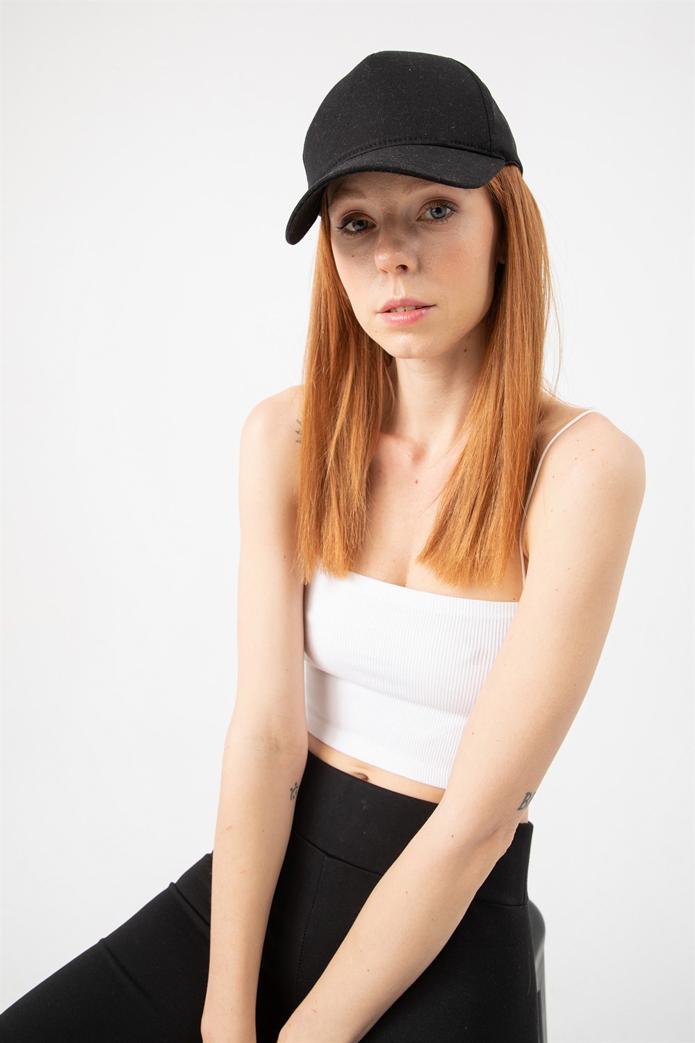 Kadın Fitilli Beyaz Crop Top