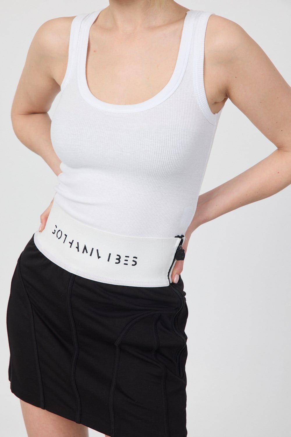 Kadın Fitilli Kalın Askılı Basic Beyaz Atlet