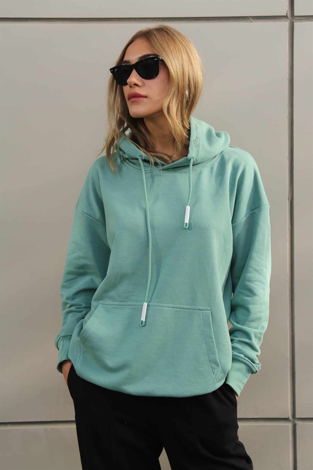 Kadın High Oversize Çağla Yeşili Hoodie