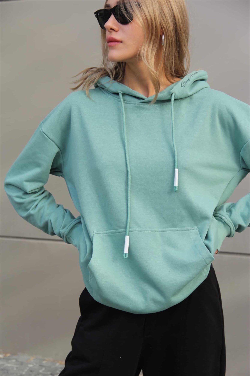 Kadın High Oversize Çağla Yeşili Hoodie