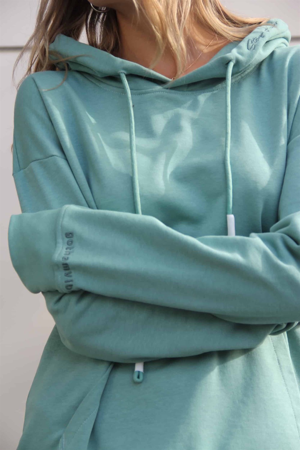 Kadın High Oversize Çağla Yeşili Hoodie