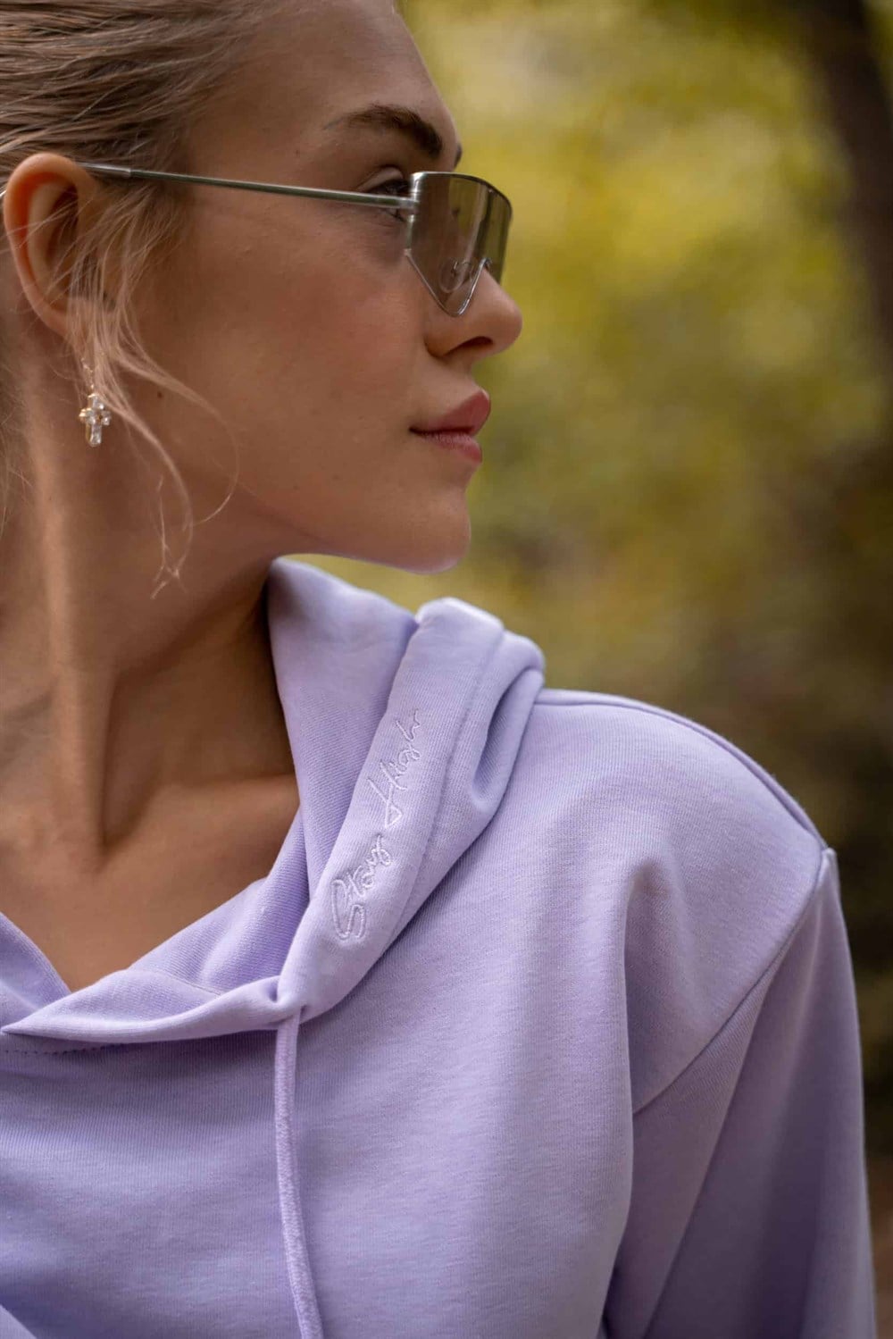 Kadın High Vatkalı Lila Kısa Sweatshirt