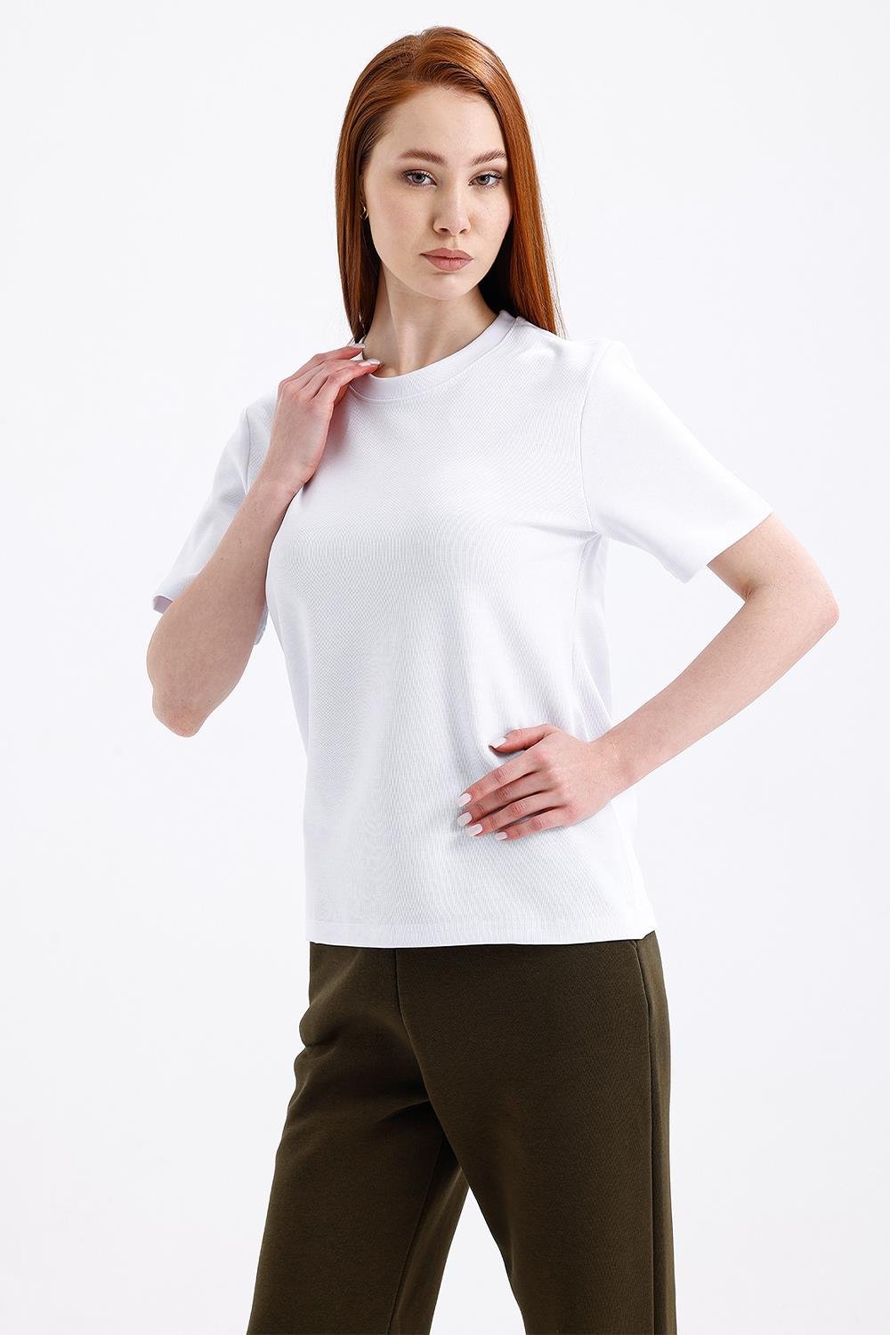 Kadın Kısa Kollu Basic Beyaz T-Shirt