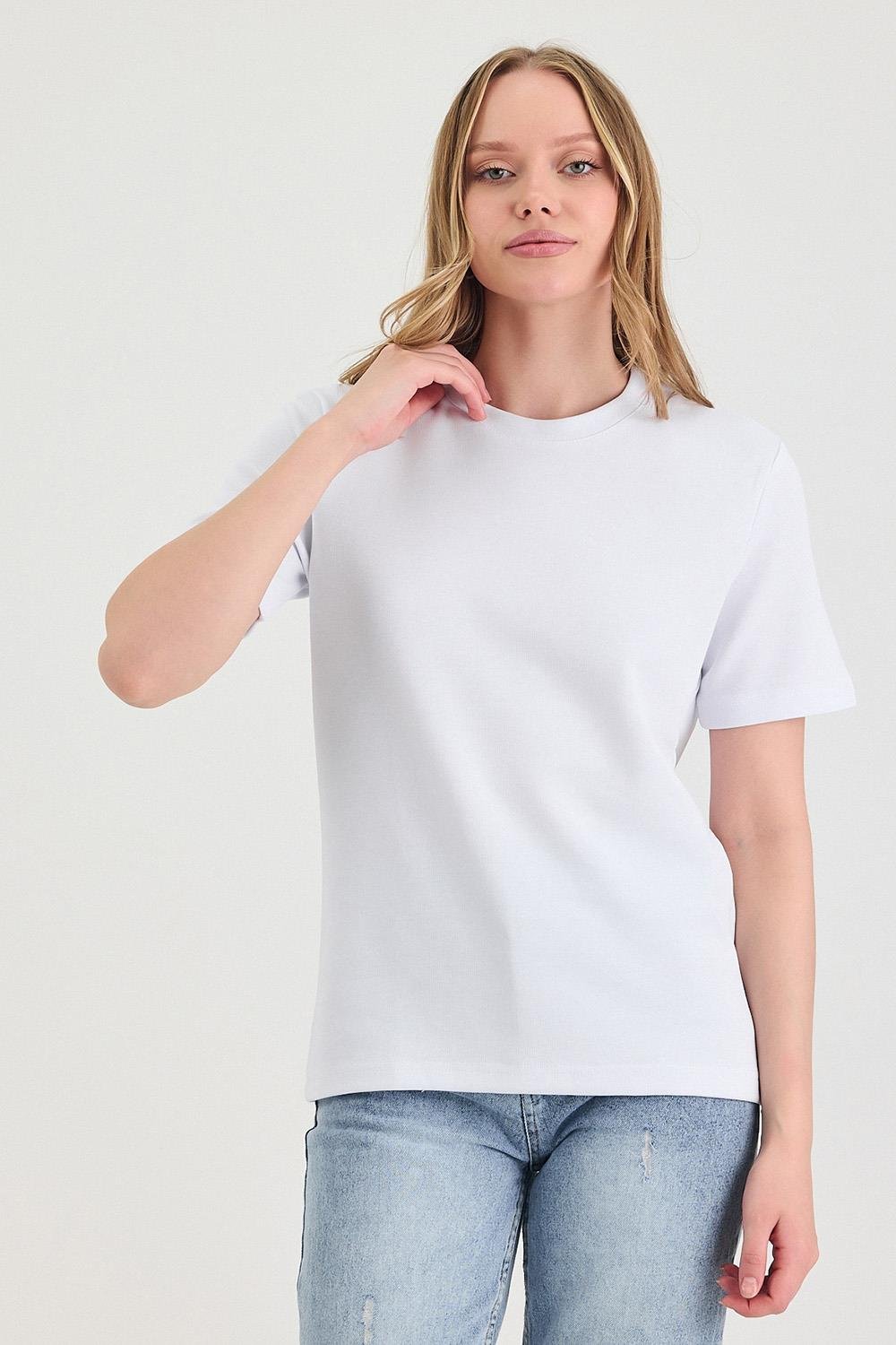 Kadın Kısa Kollu Basic Beyaz T-Shirt