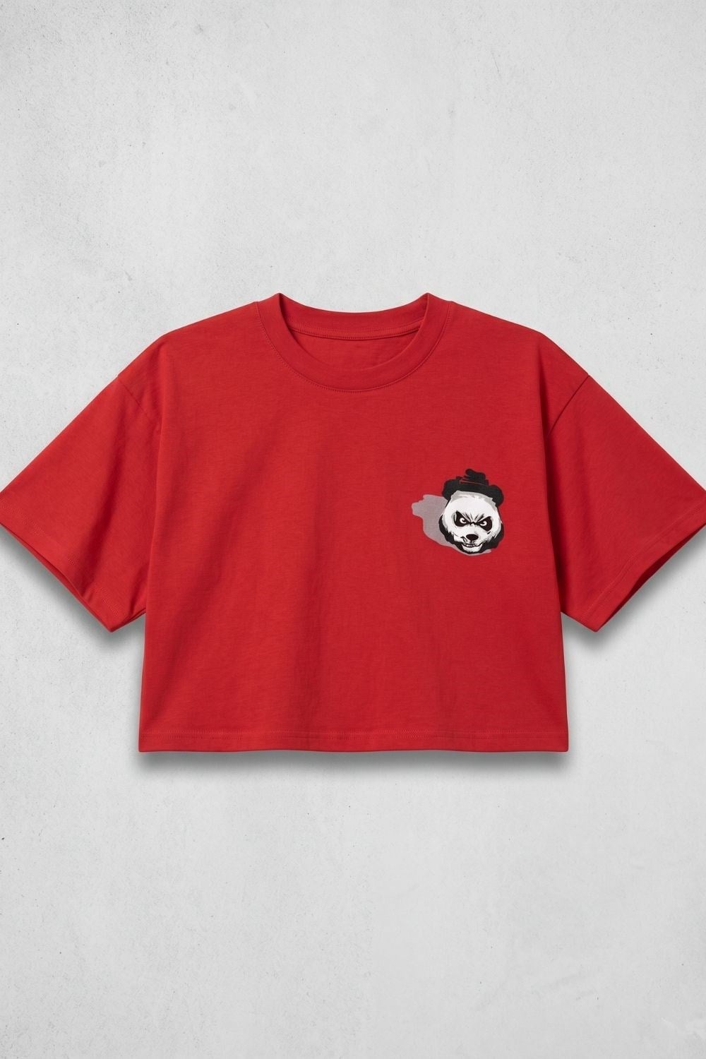 Kadın Kısa Shadow Panda Kırmızı T-Shirt