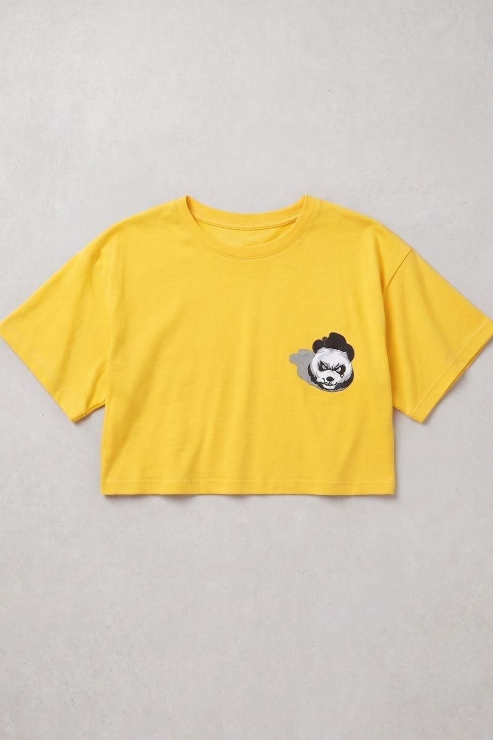 Kadın Kısa Shadow Panda Sarı T-Shirt