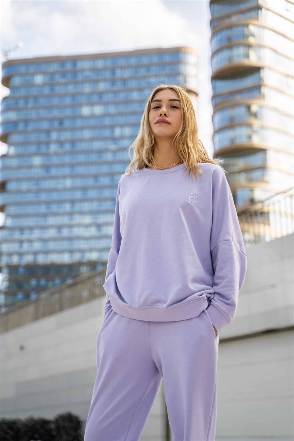 Kadın Oversize Lila Sweatshirt