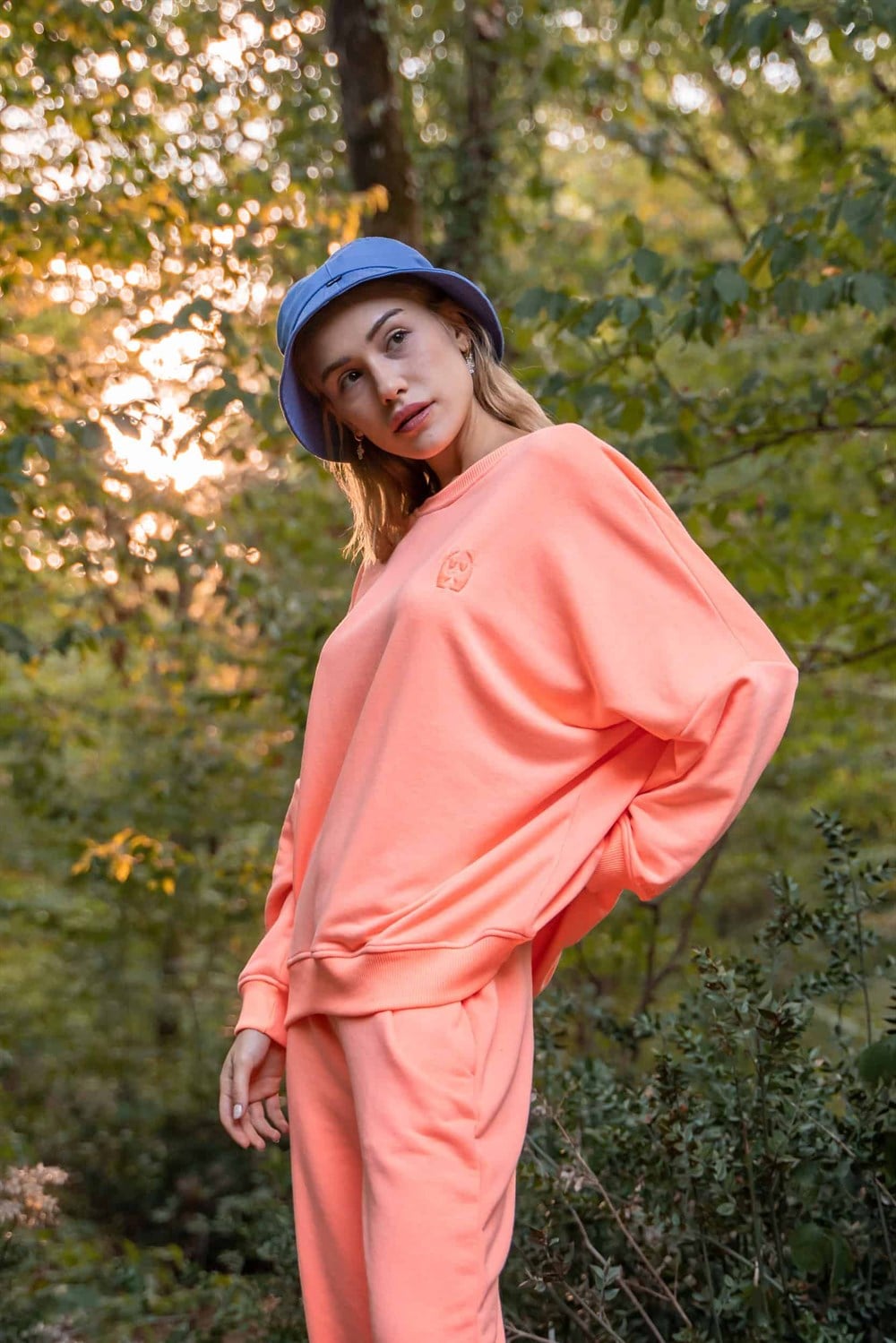 Kadın Oversize Neon Somon Sweatshirt