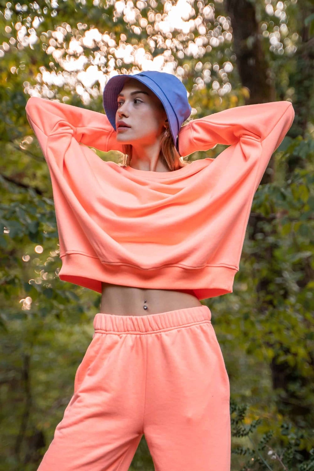 Kadın Oversize Neon Somon Sweatshirt