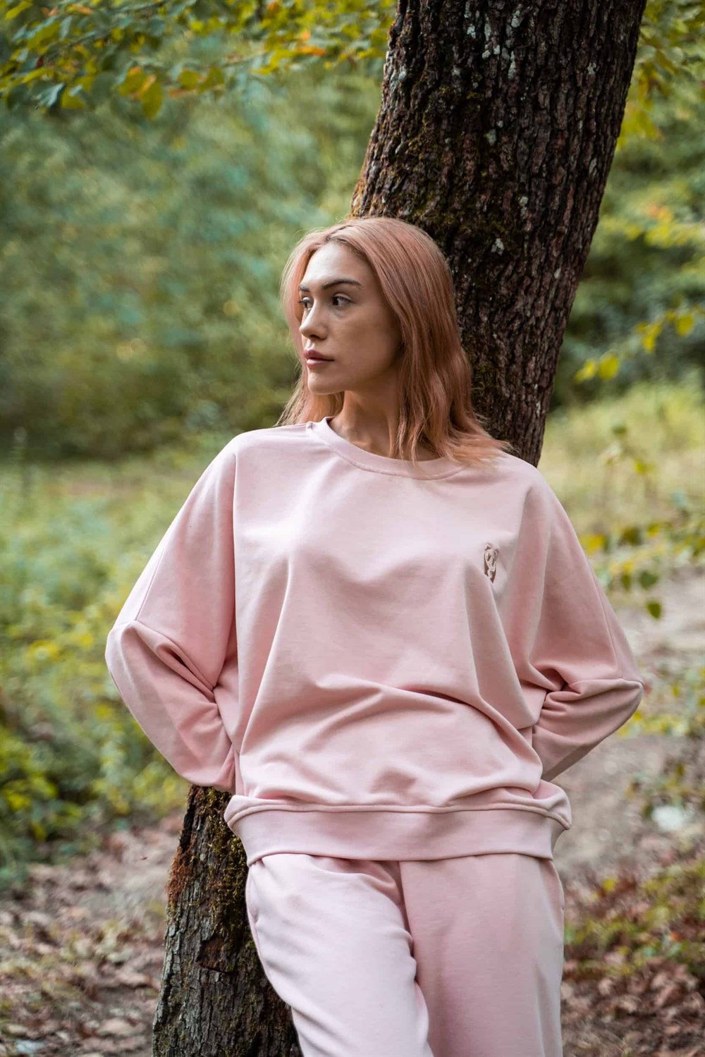 Kadın Oversize Pembe Sweatshirt