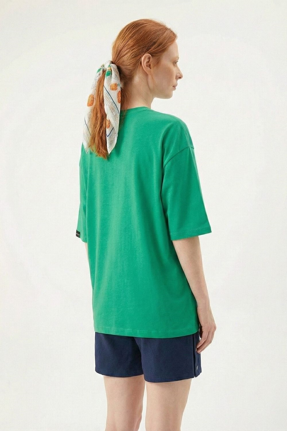 Kadın Plain Oversize Koyu Yeşil T-Shirt