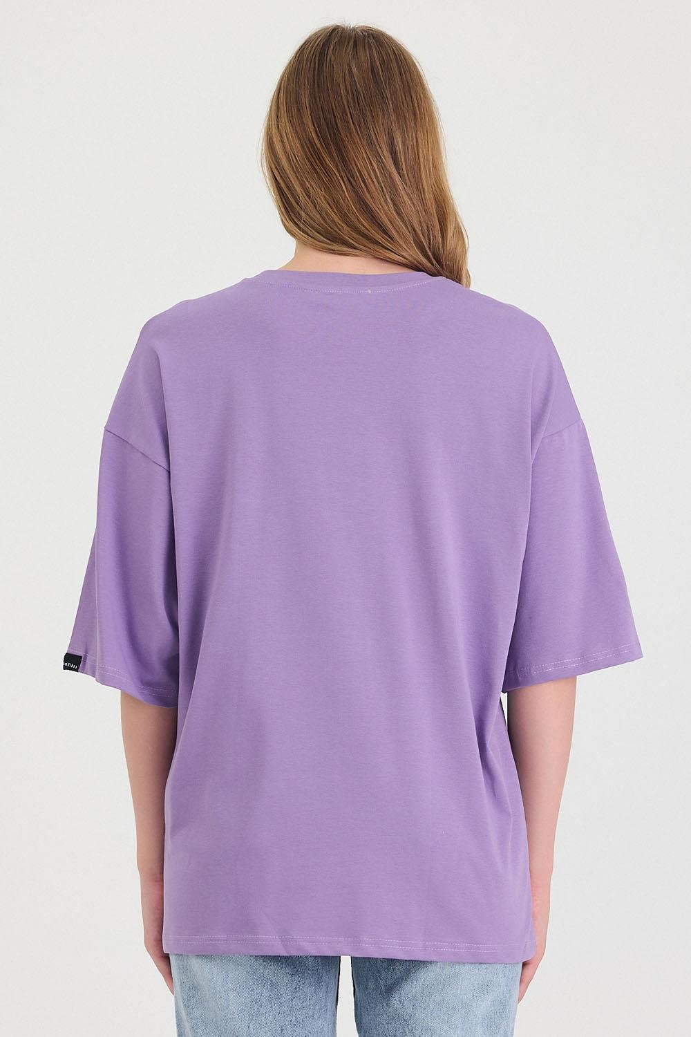 Kadın Self Love Oversize Mor T-Shirt