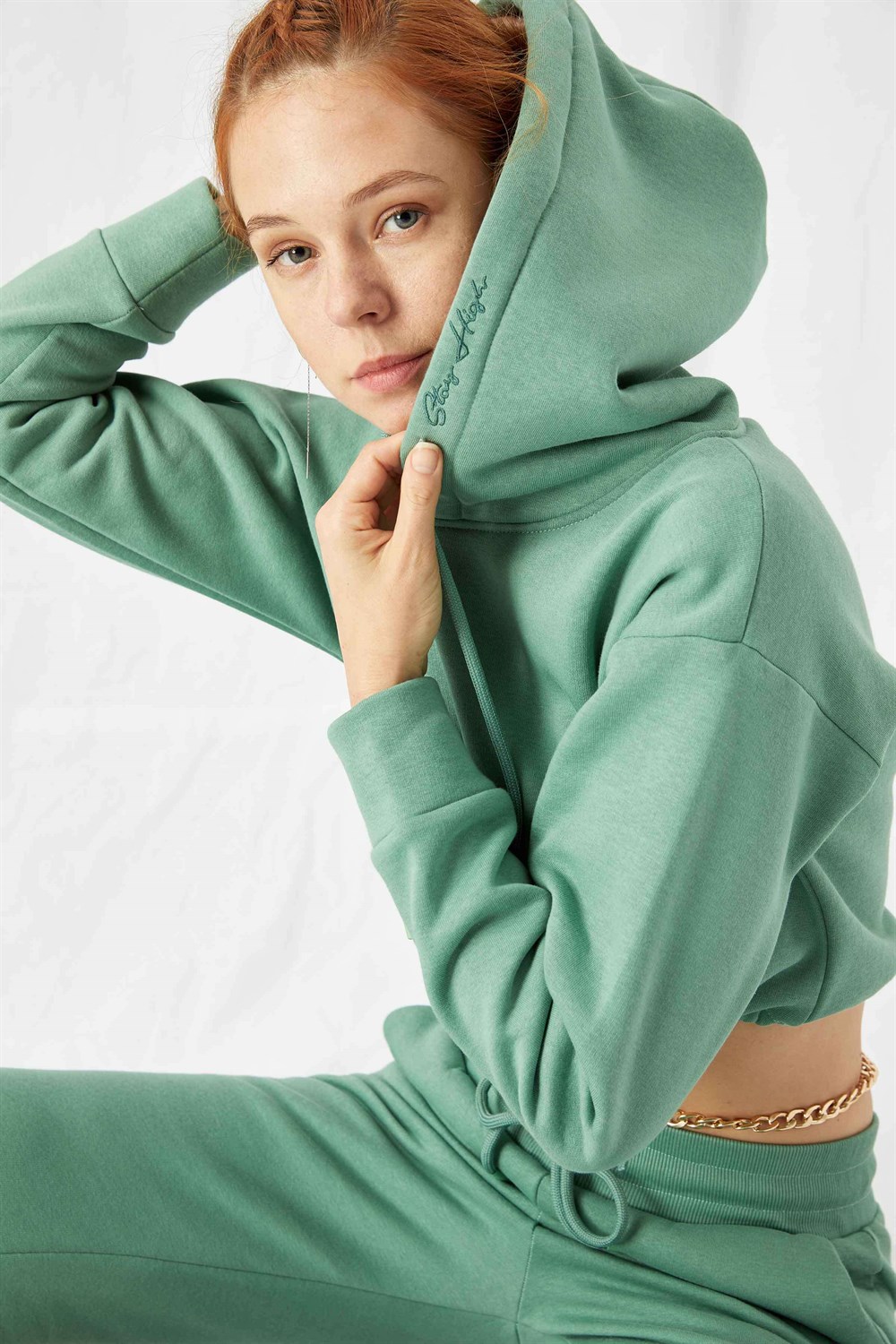Kadın Stay Çağla Kısa Sweatshirt