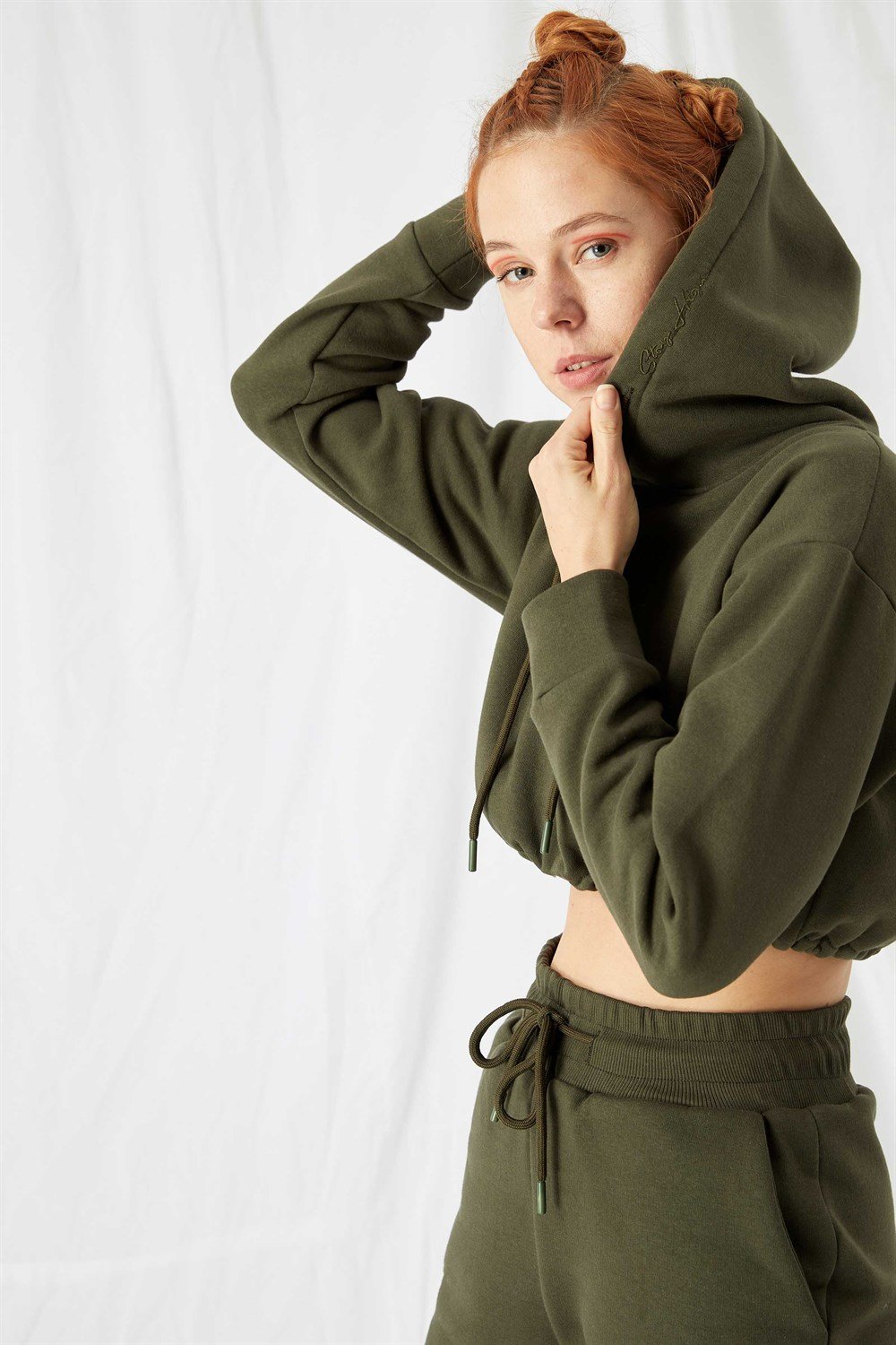Kadın Stay Haki Kısa Sweatshirt