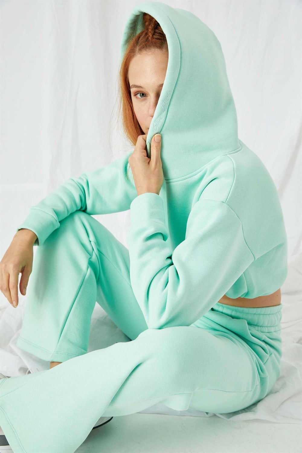 Kadın Stay Mint Kısa Sweatshirt