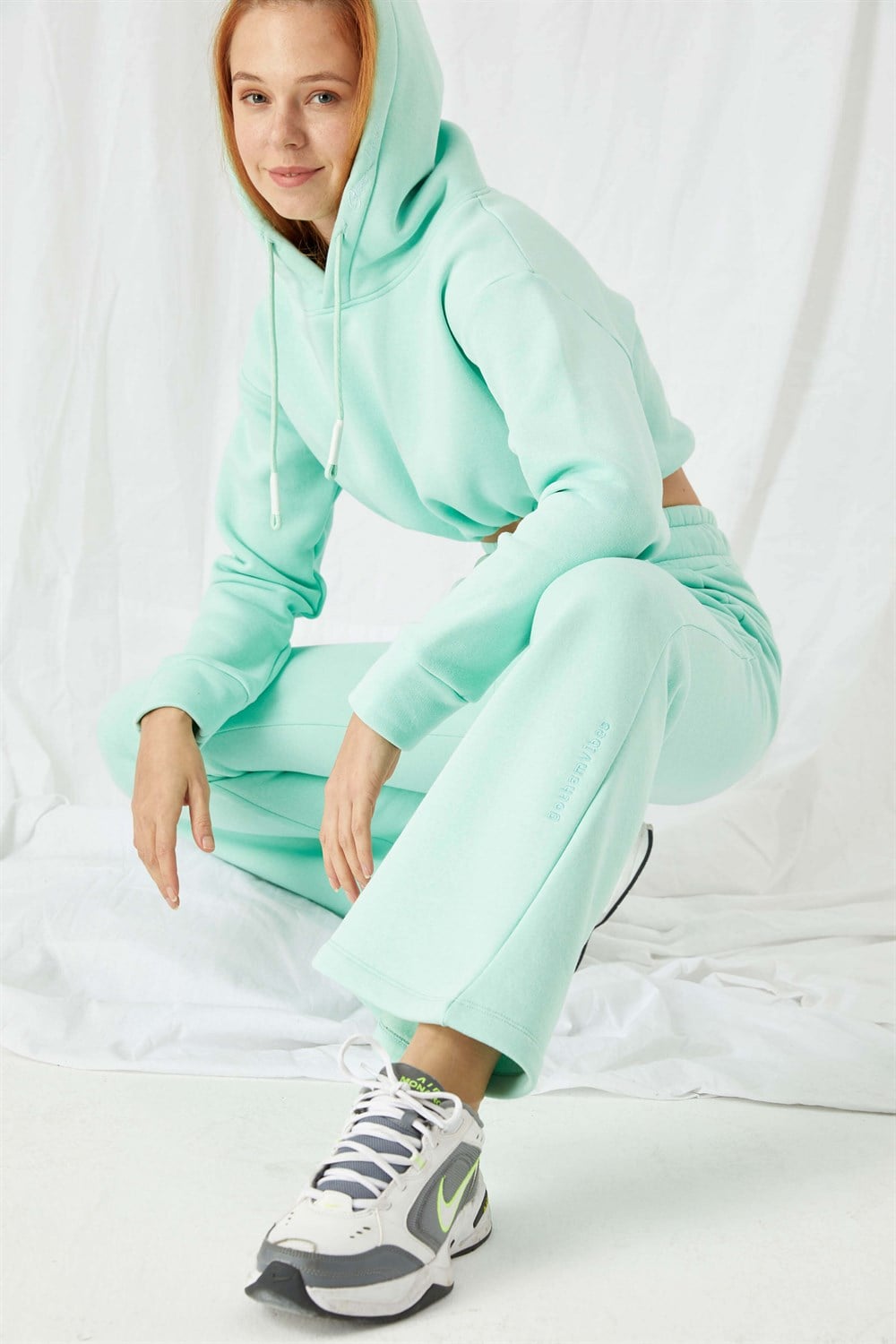 Kadın Stay Mint Kısa Sweatshirt