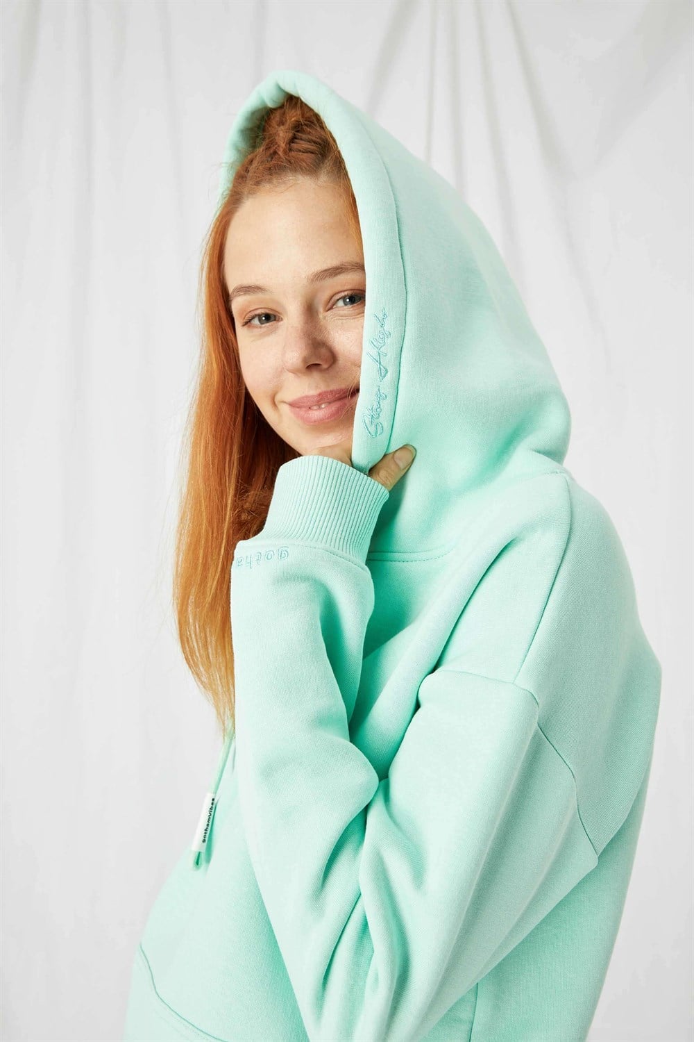 Kadın Stay Oversize Mint Hoodie