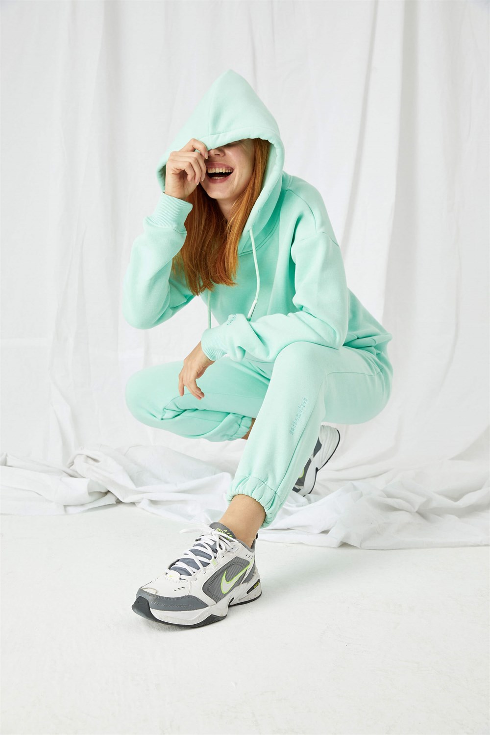 Kadın Stay Oversize Mint Hoodie