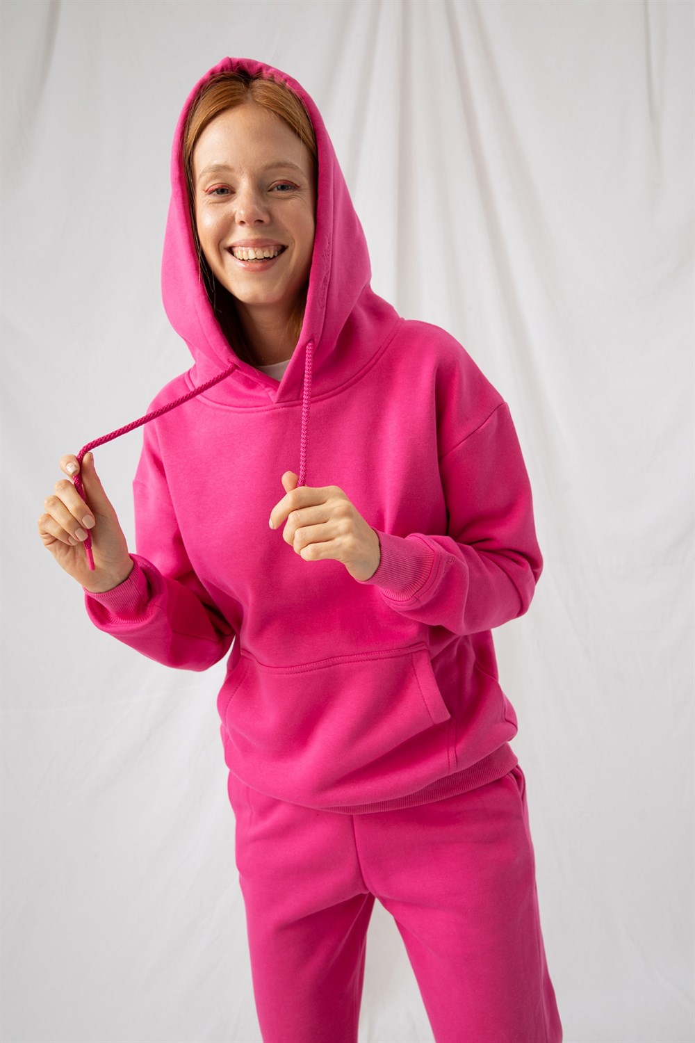 Kadın Stay Oversize Pembe Hoodie Sweatshirt
