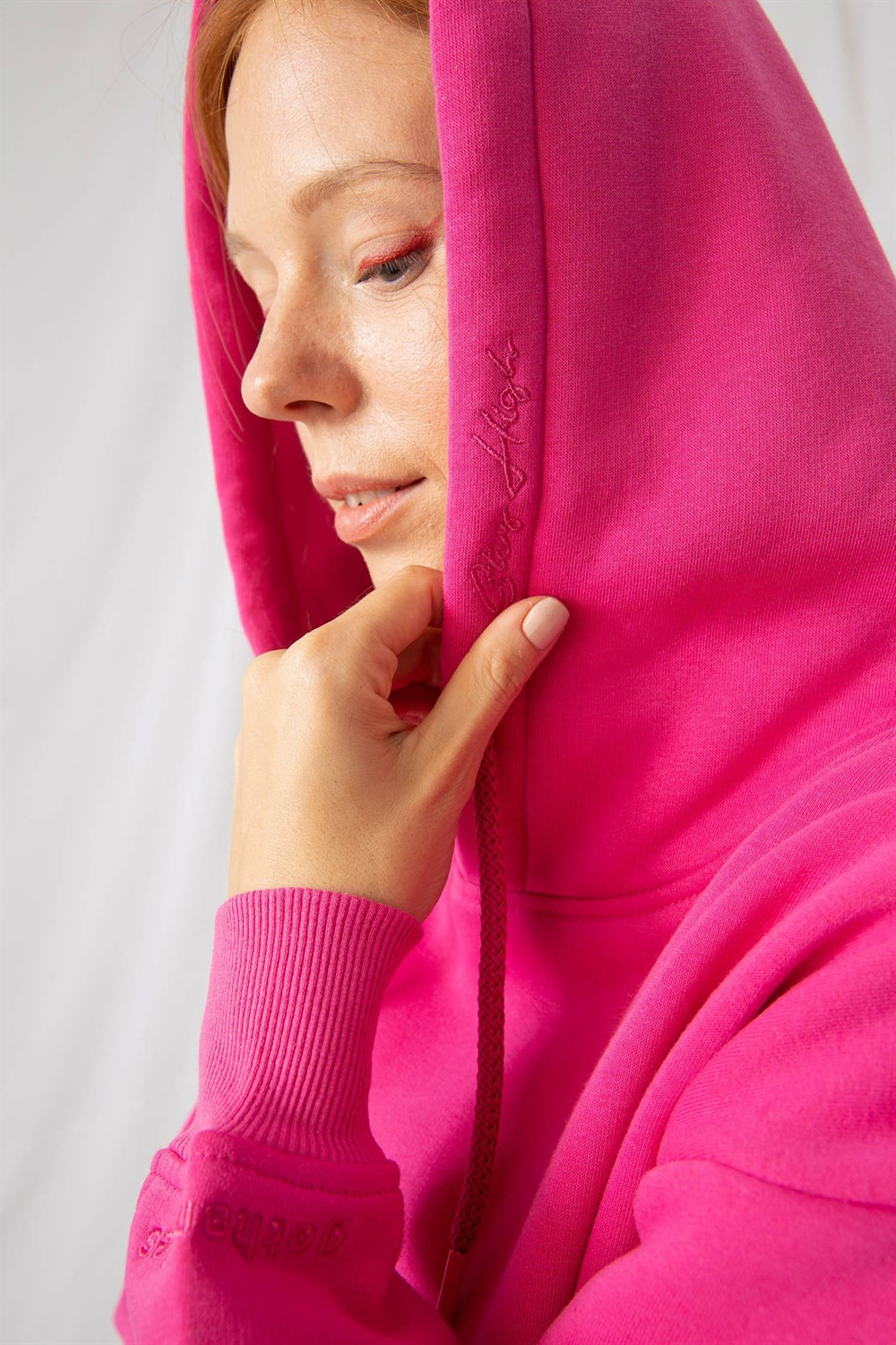 Kadın Stay Oversize Pembe Hoodie Sweatshirt