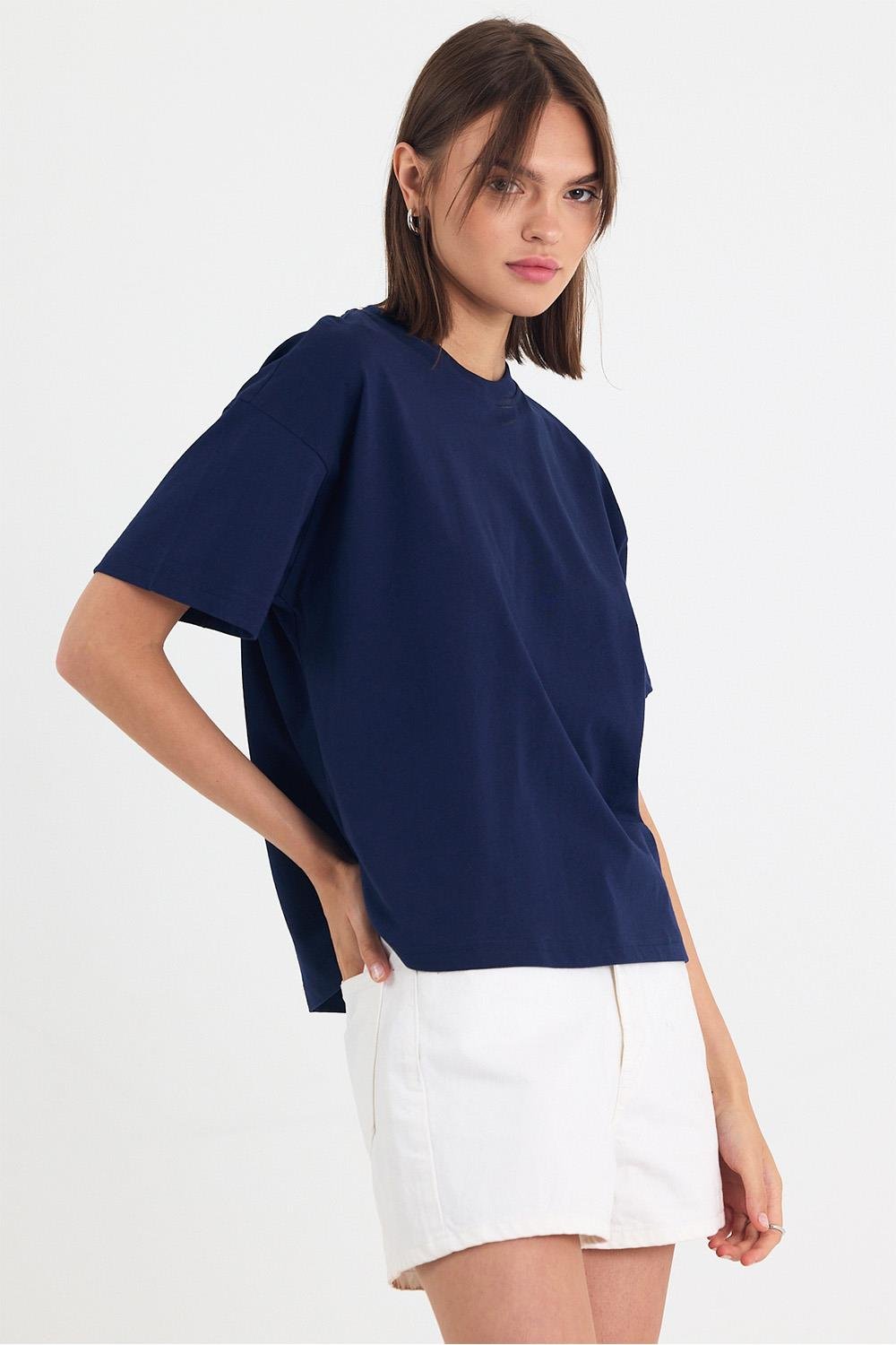Kadın Timeless Oversize Lacivert T-Shirt
