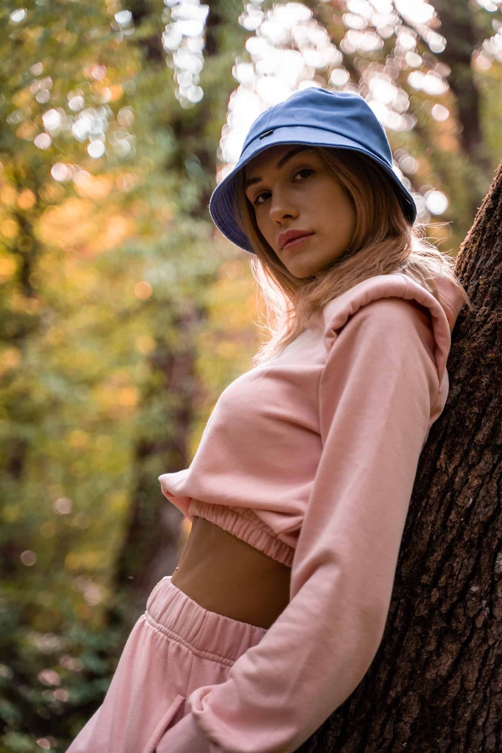 Kadın Vatkalı Kapşonlu Pembe Kısa Sweatshirt