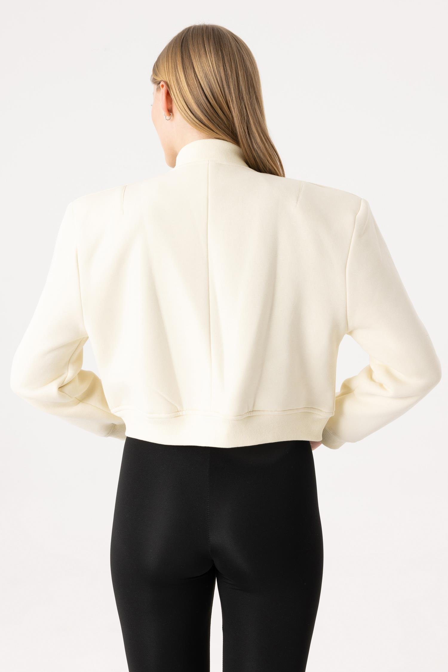 Kadın Vatkalı Krem Ceket